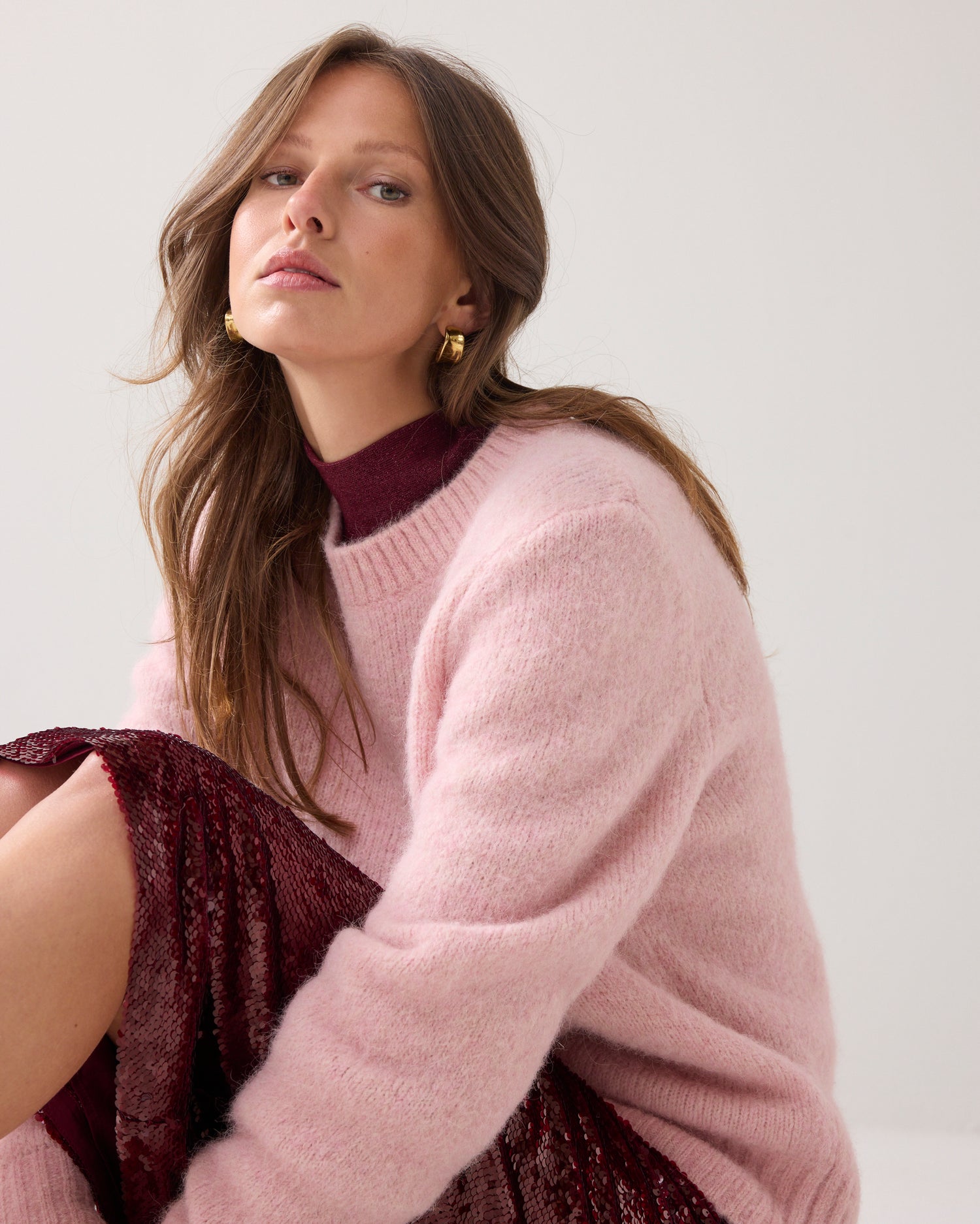 Fitted long-sleeved top in Italian fabric