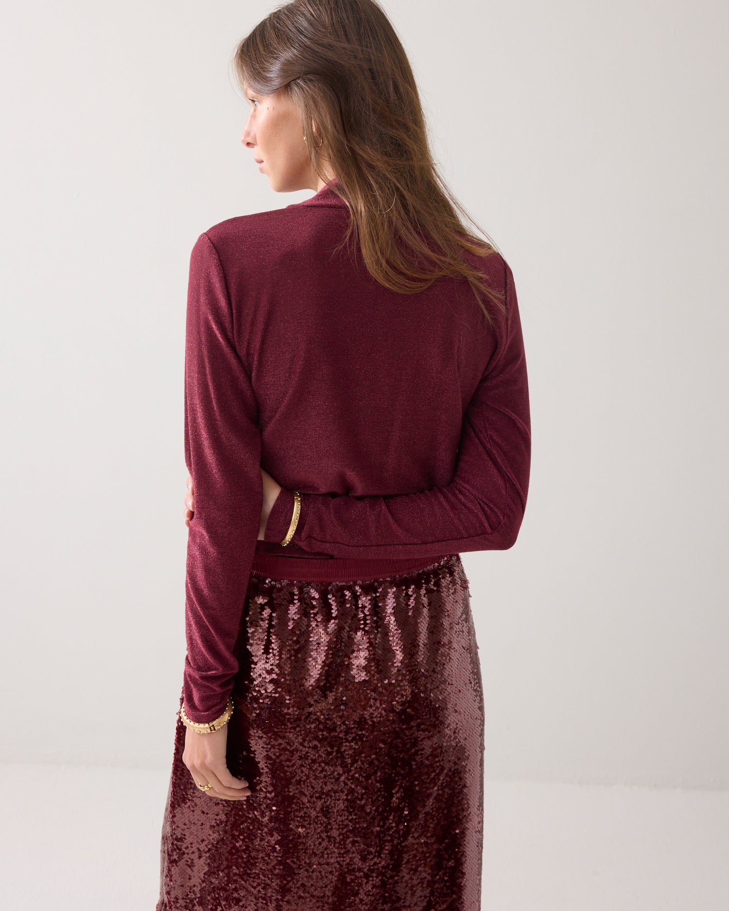 Fitted long-sleeved top in Italian fabric