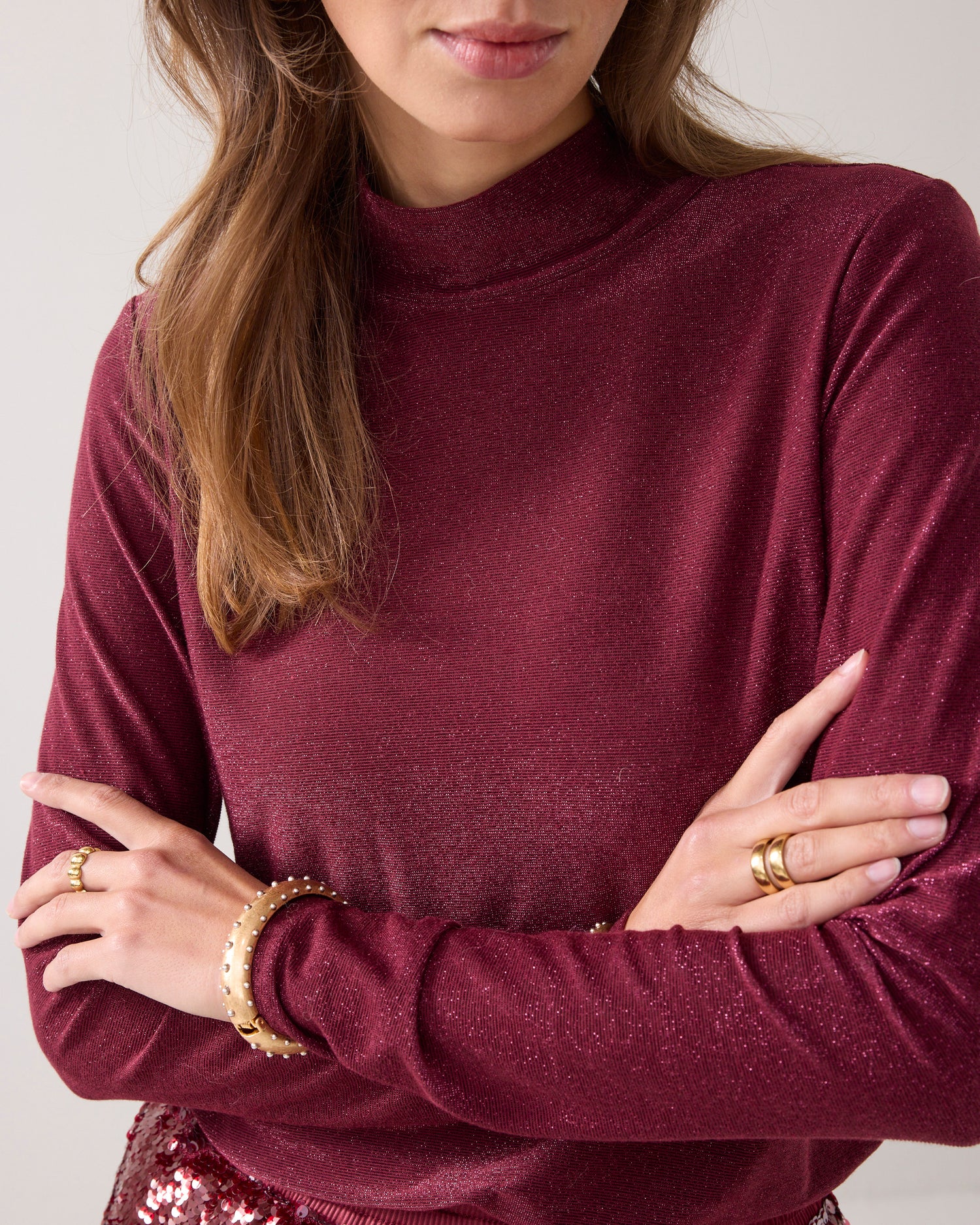 Fitted long-sleeved top in Italian fabric