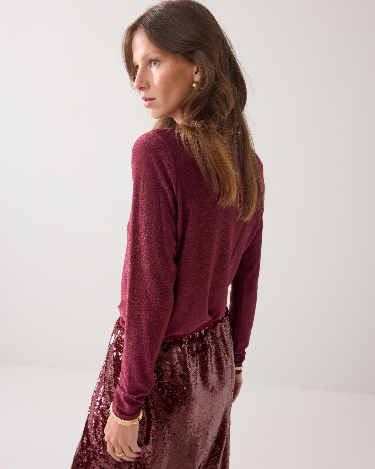 Fitted long-sleeved top in Italian fabric
