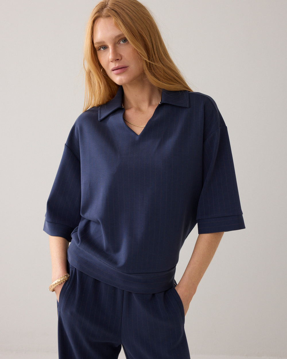 Pinstripe polo soft scuba