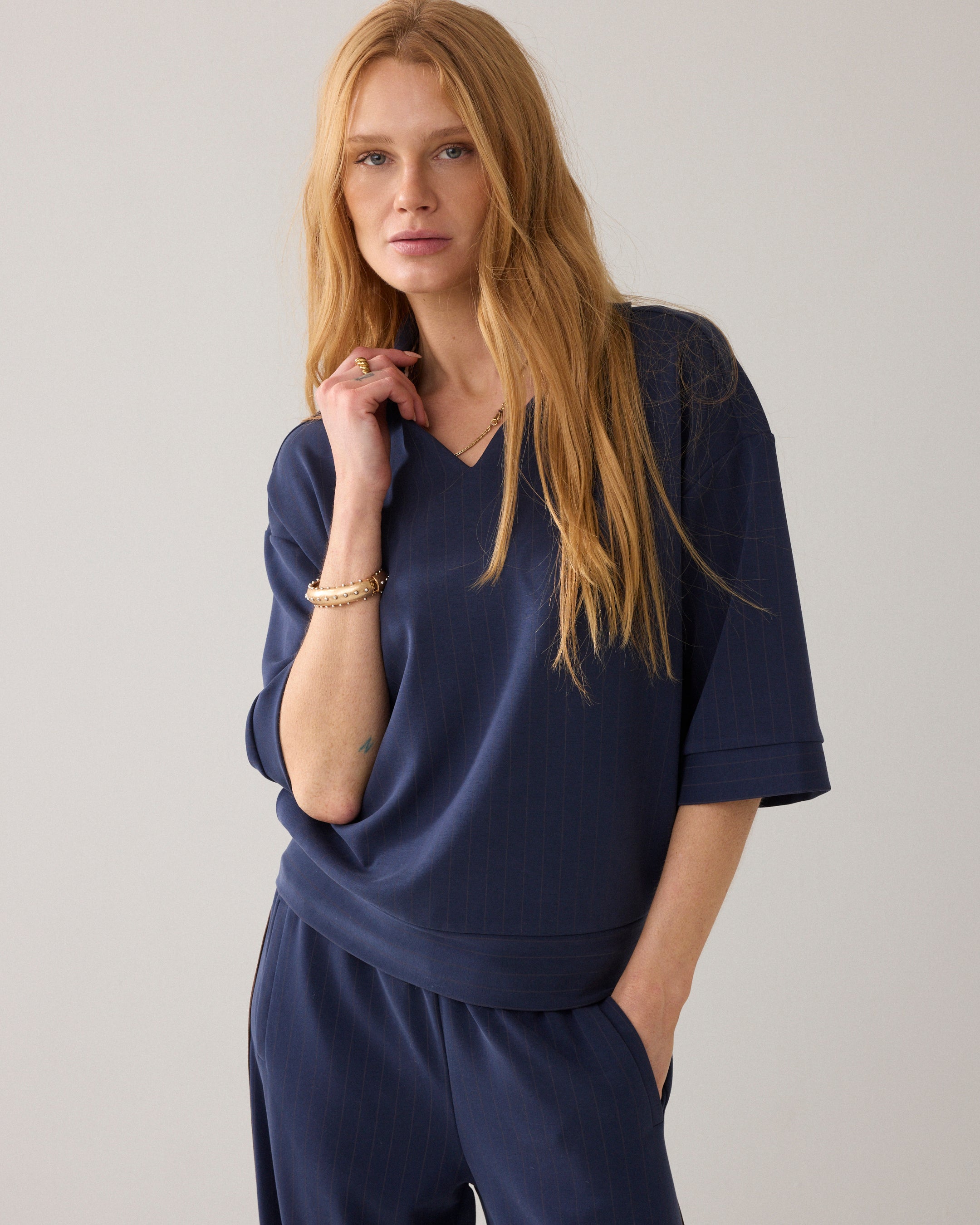 Pinstripe polo soft scuba