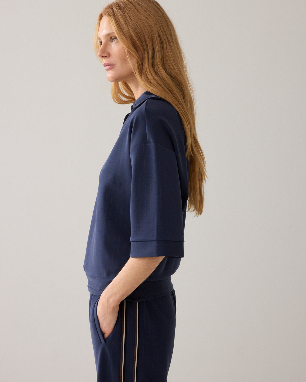 Pinstripe polo soft scuba