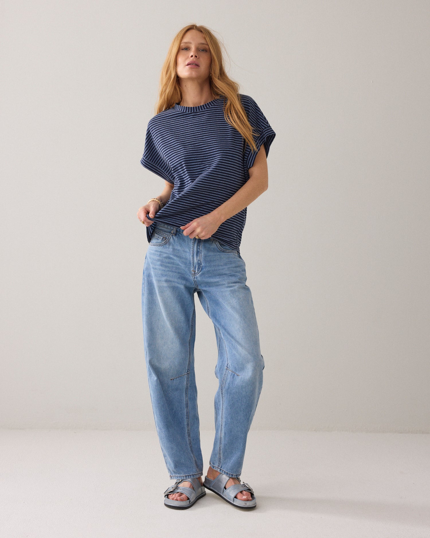 Two-Tone-Oberteil aus italienischem Stoff