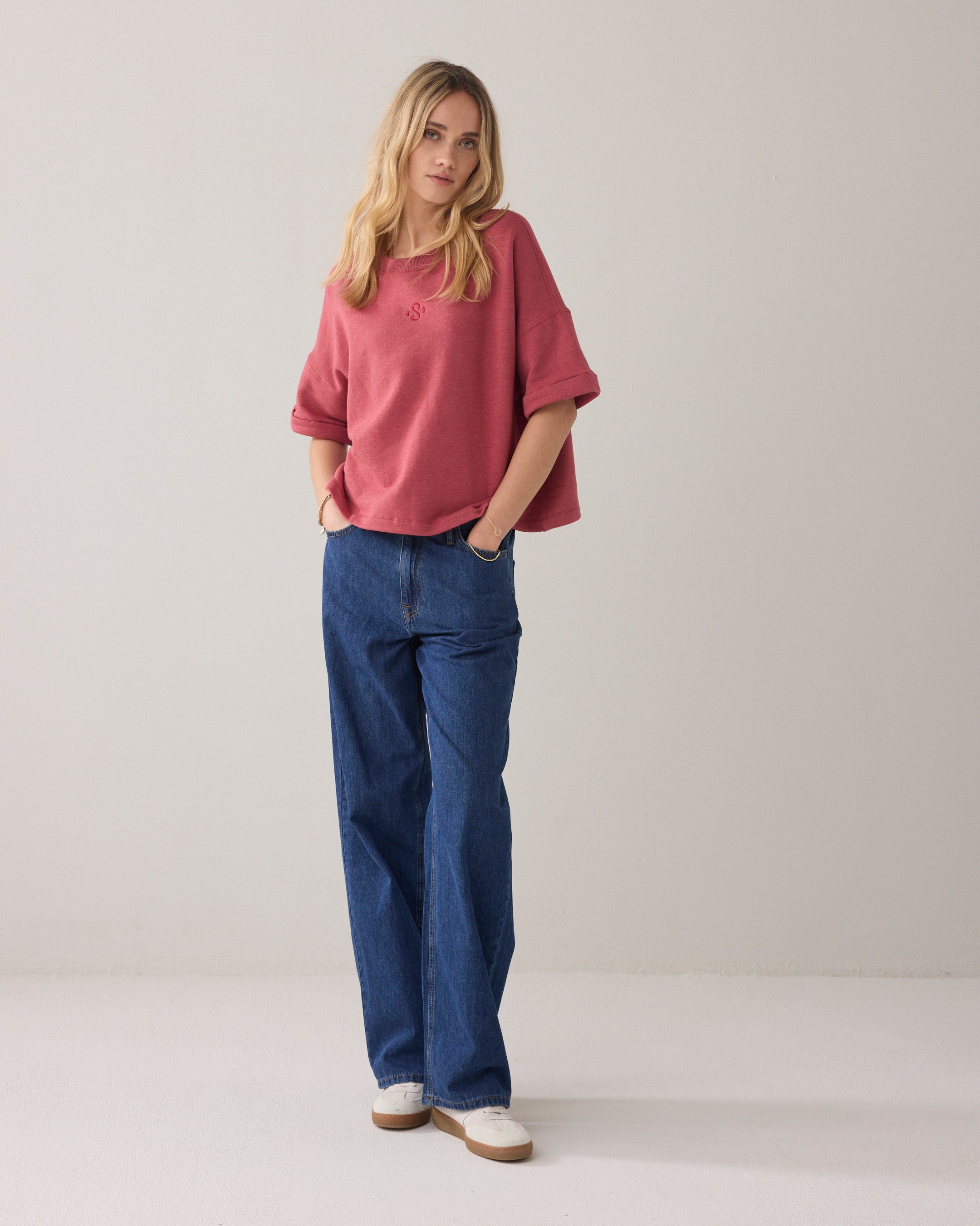 Boxy sweater korte mouw