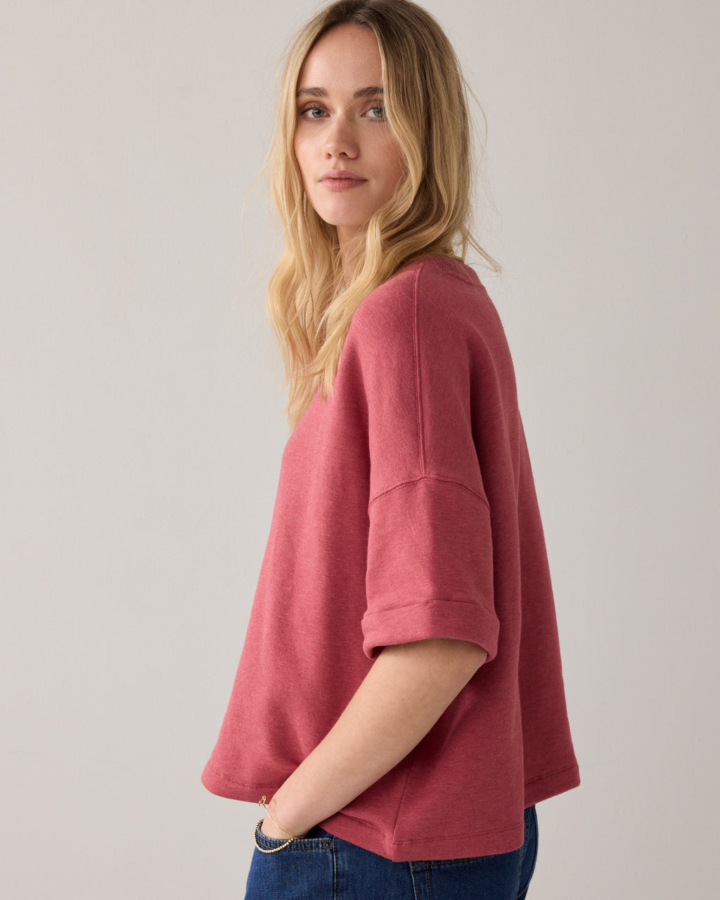 Boxy sweater korte mouw
