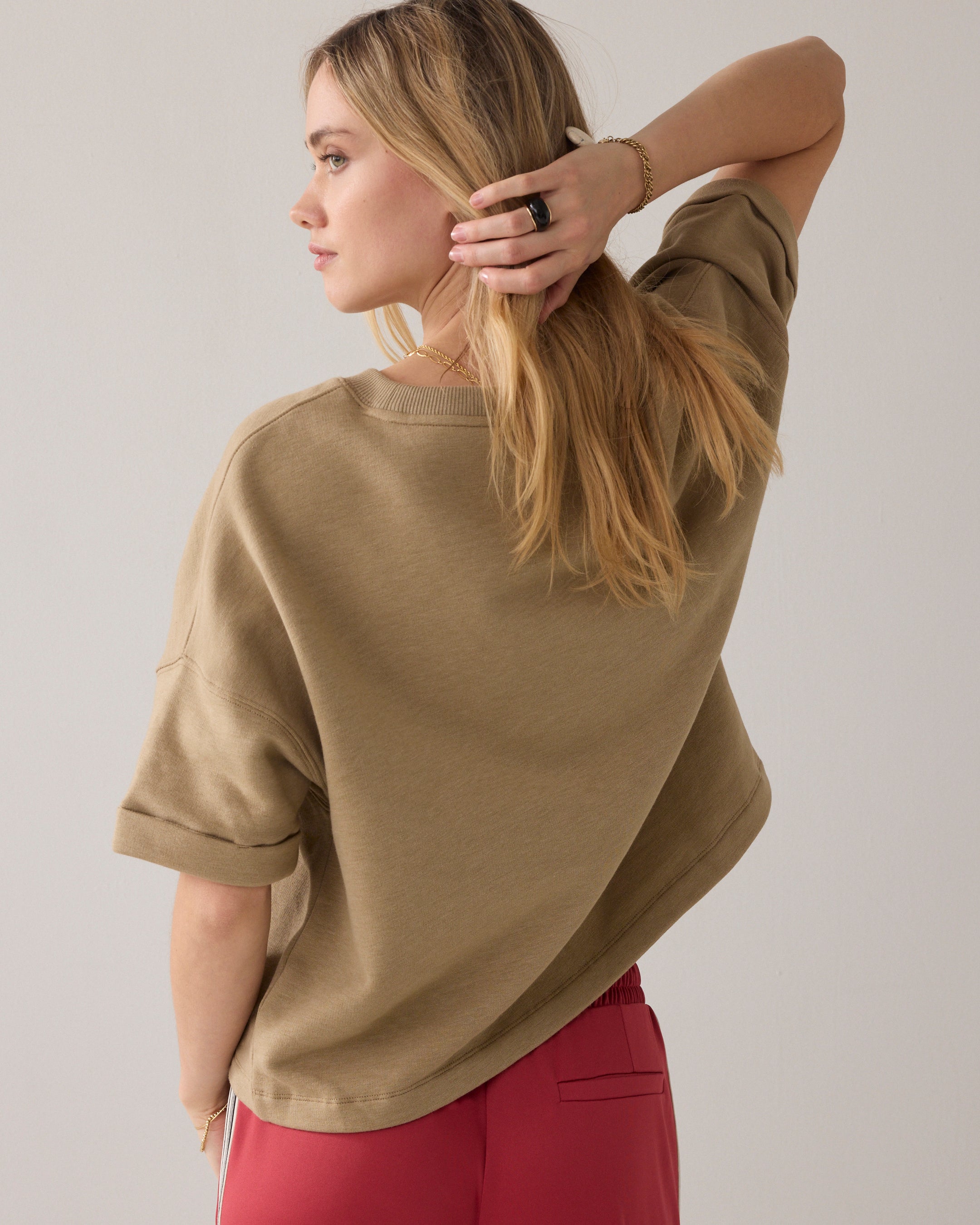 Boxy sweater korte mouw