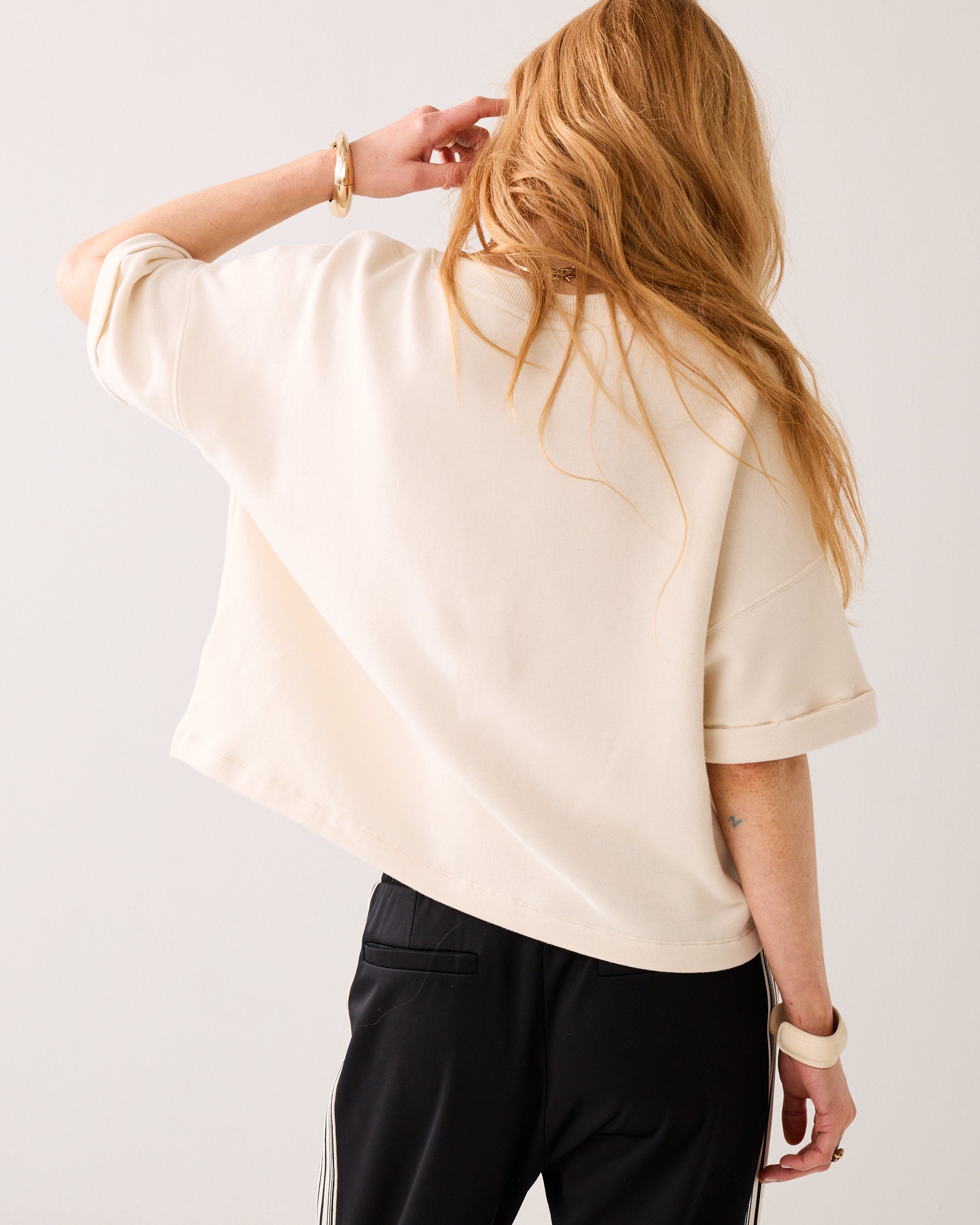 Boxy sweater korte mouw