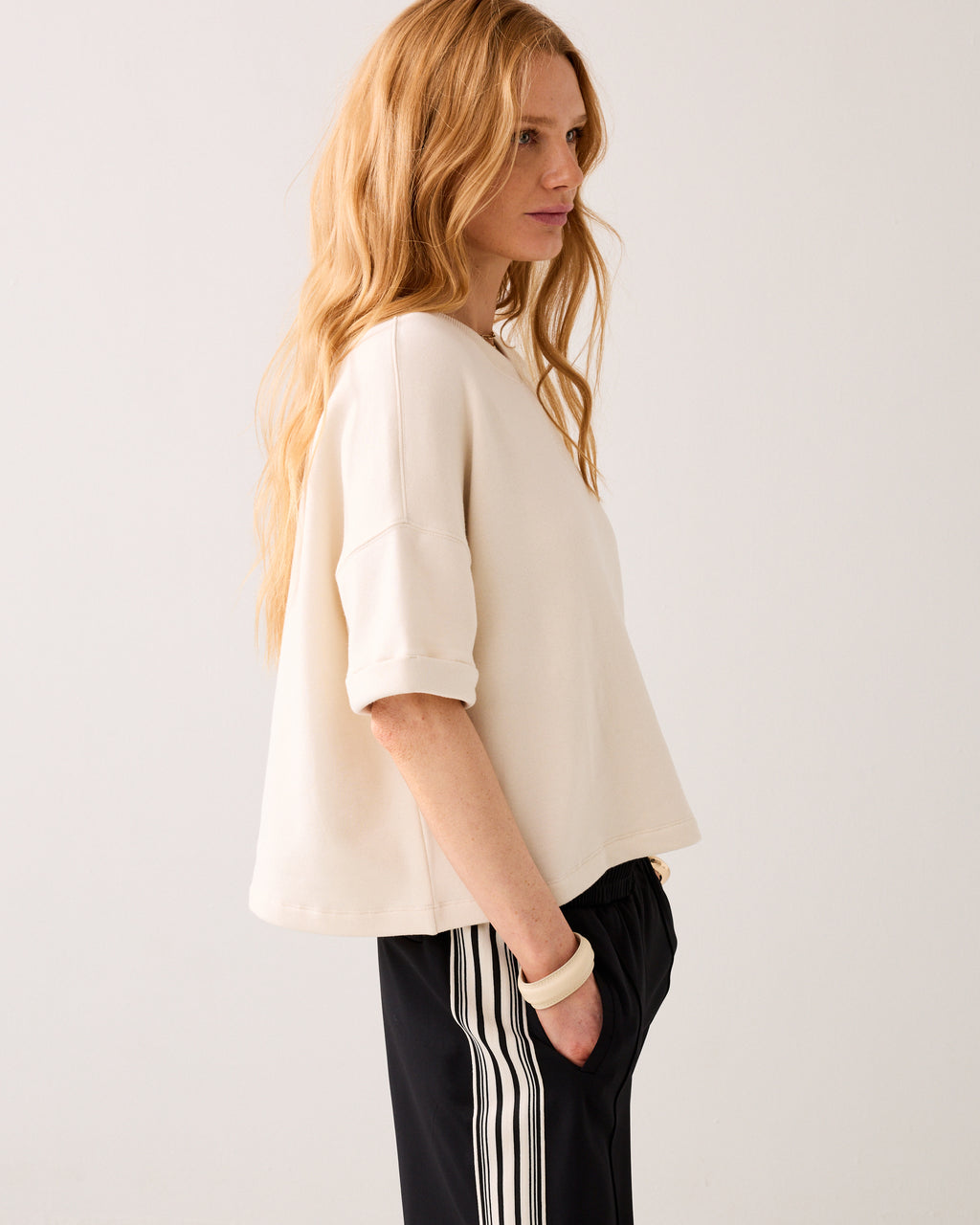 Boxy sweater korte mouw