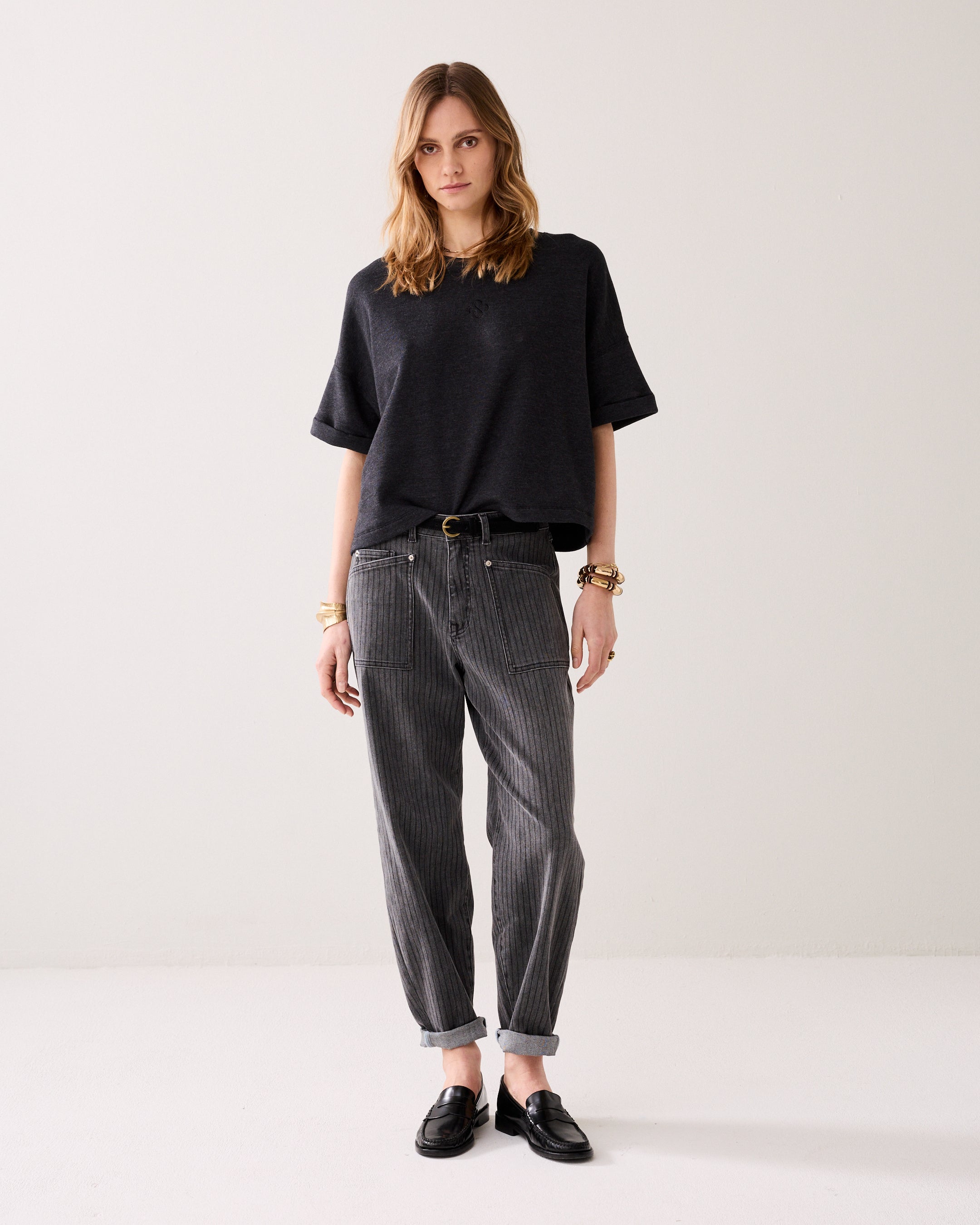 Boxy sweater korte mouw