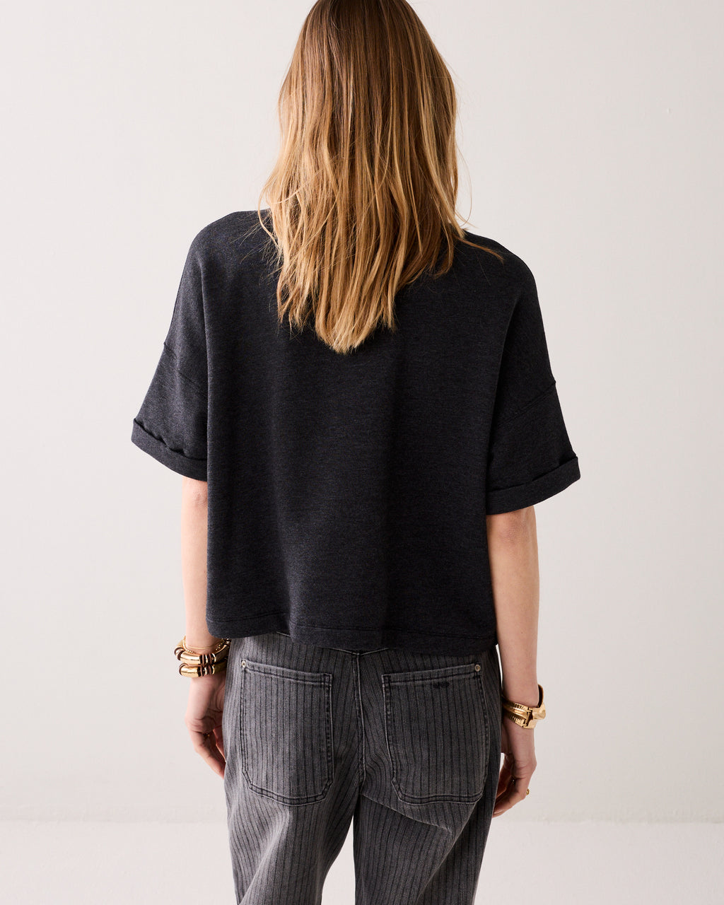 Boxy sweater korte mouw