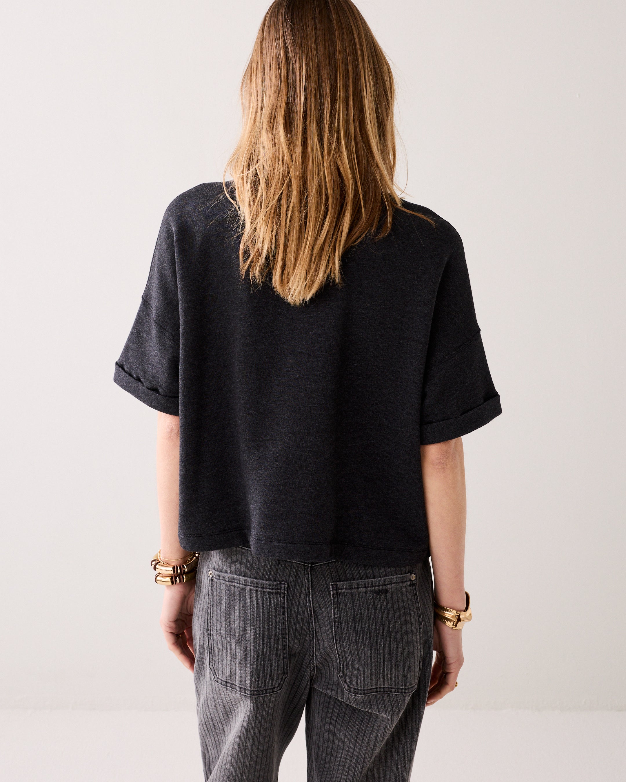 Boxy sweater korte mouw