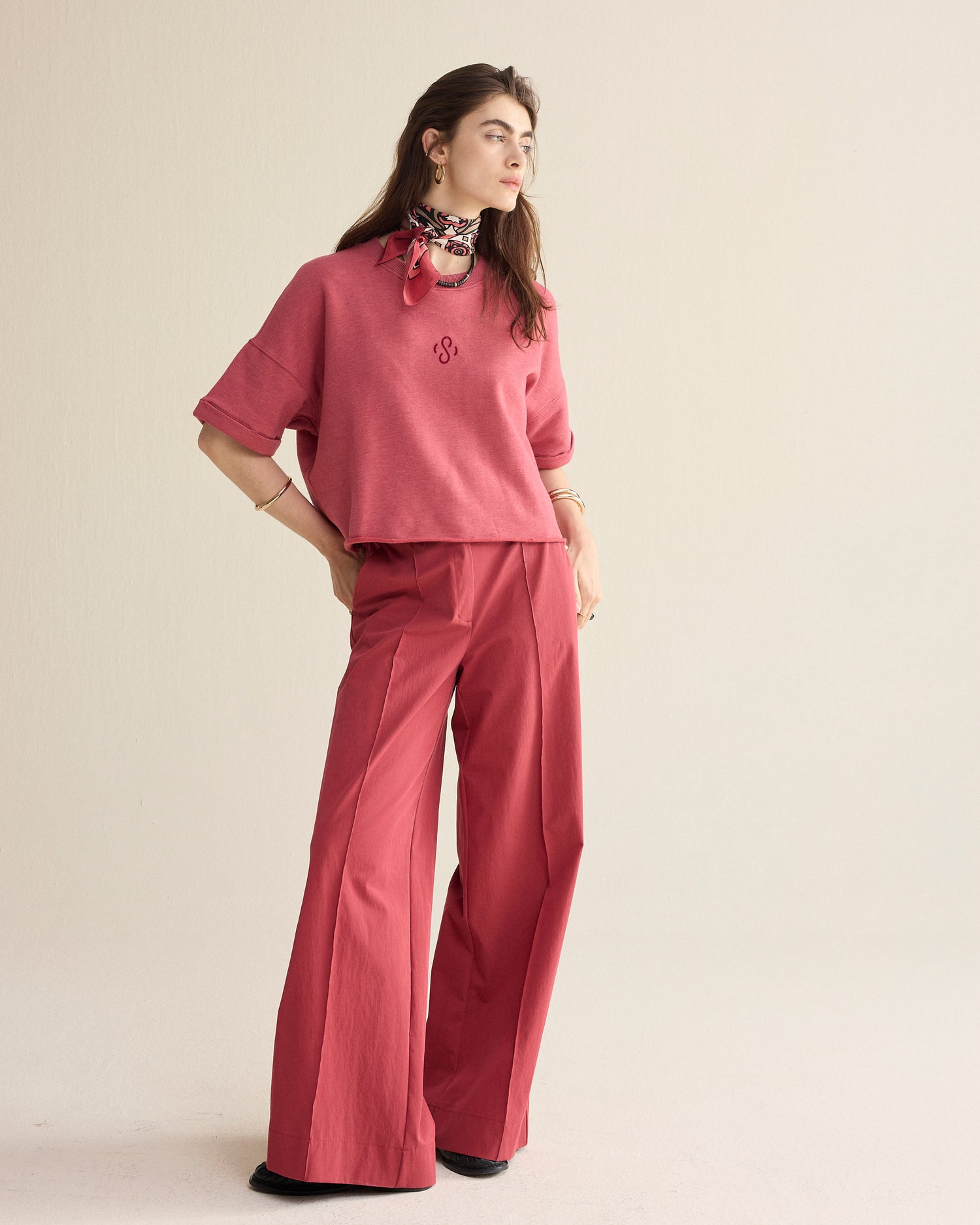 Boxy sweater korte mouw