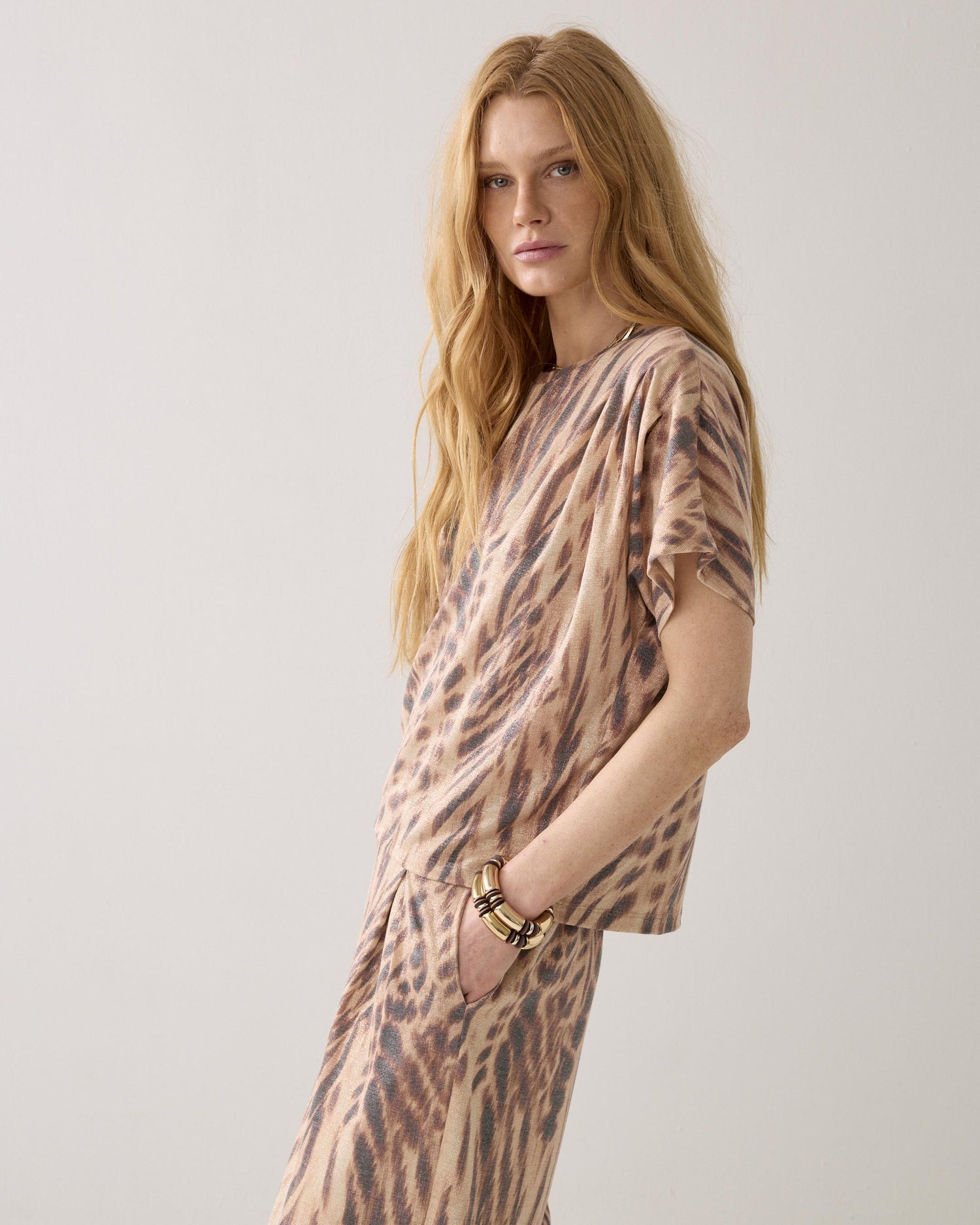 Boxy T-shirt in lurex