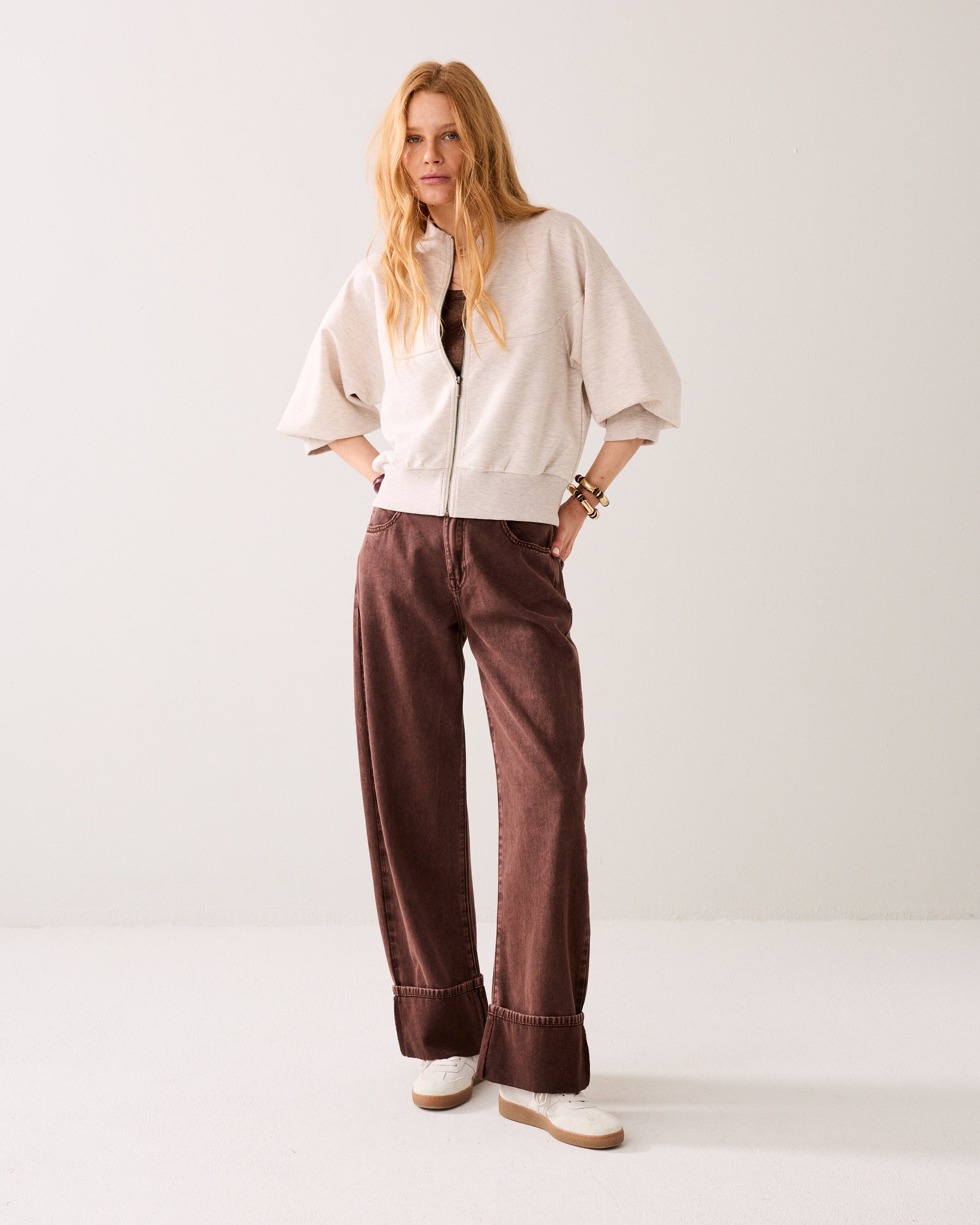 Sporty cardigan in scuba fabric