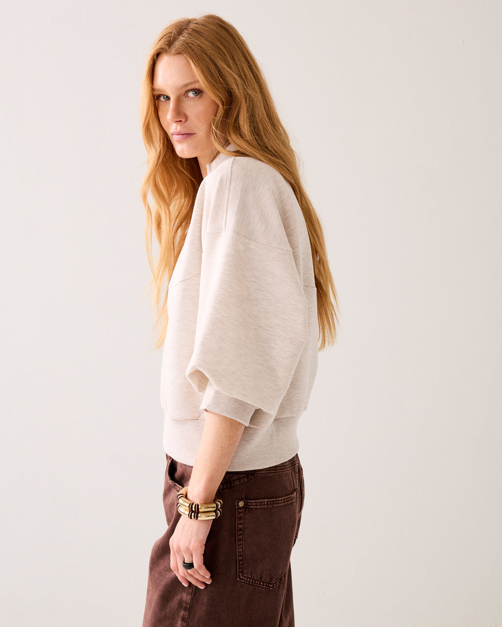 Sporty cardigan in scuba fabric