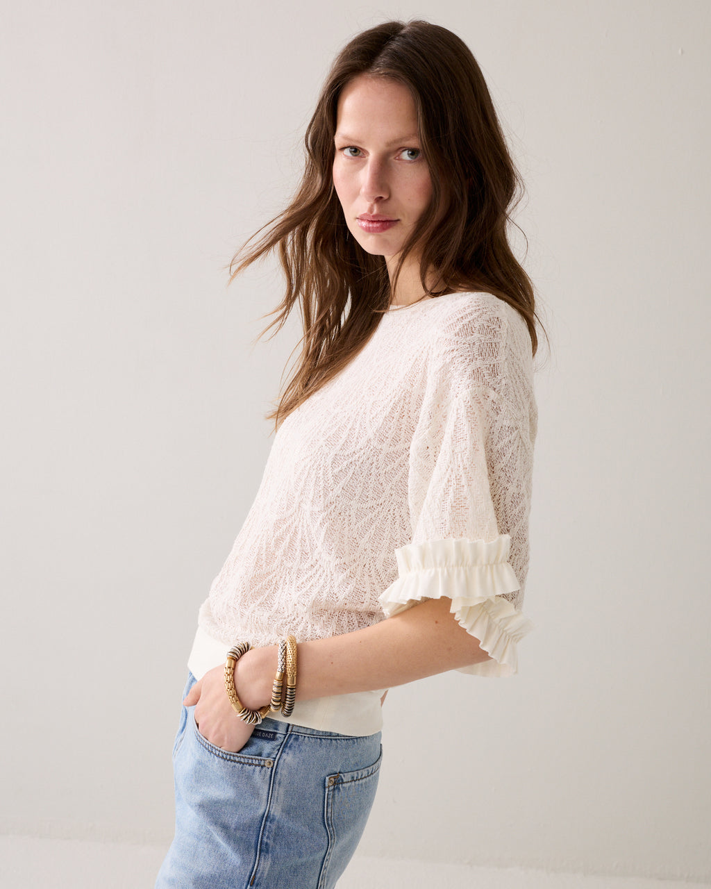 Top boxy en dentelle