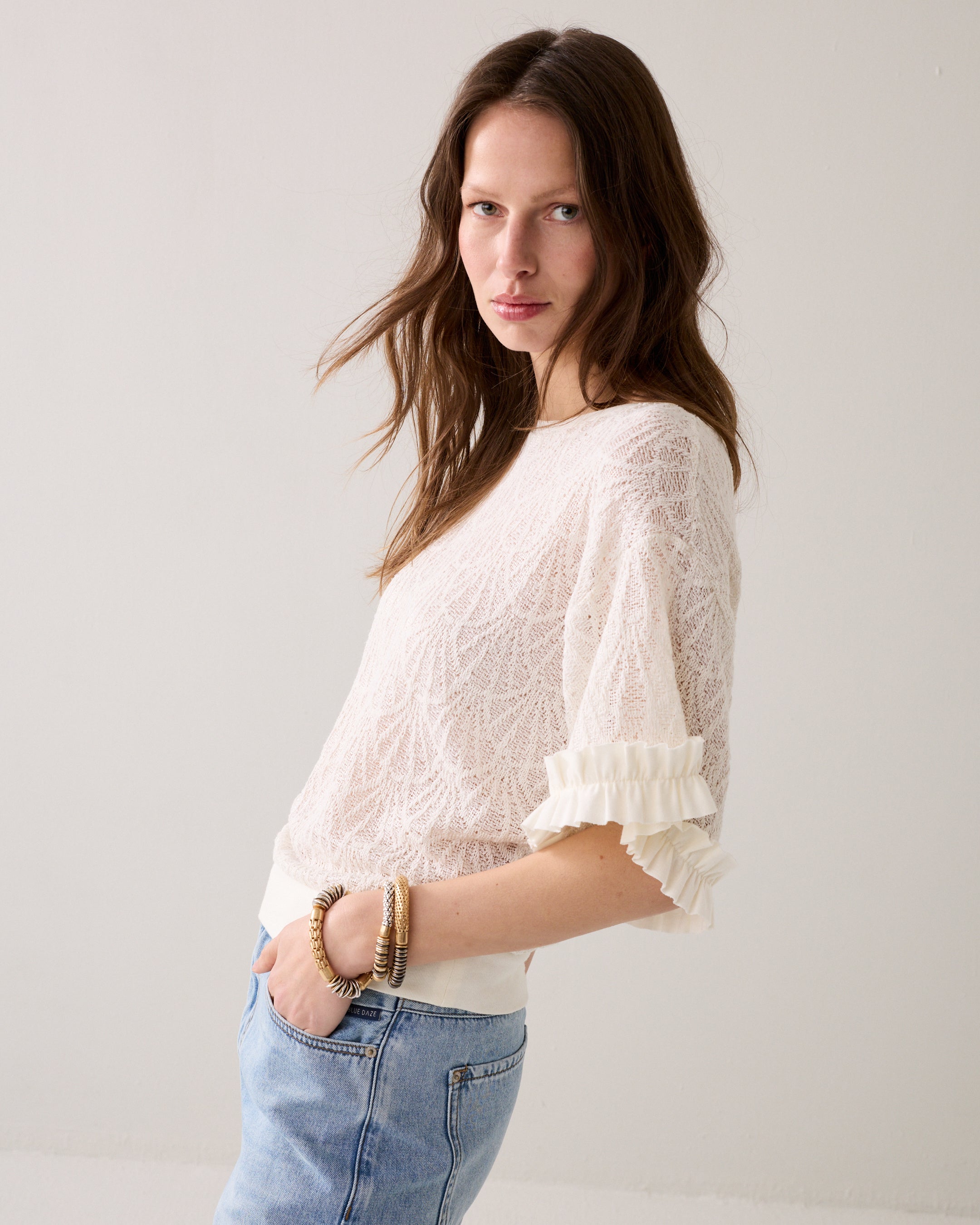 Top boxy en dentelle