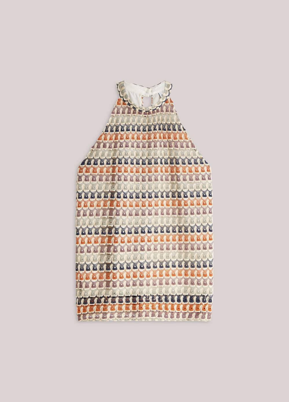 Top halter en jacquard multicolore