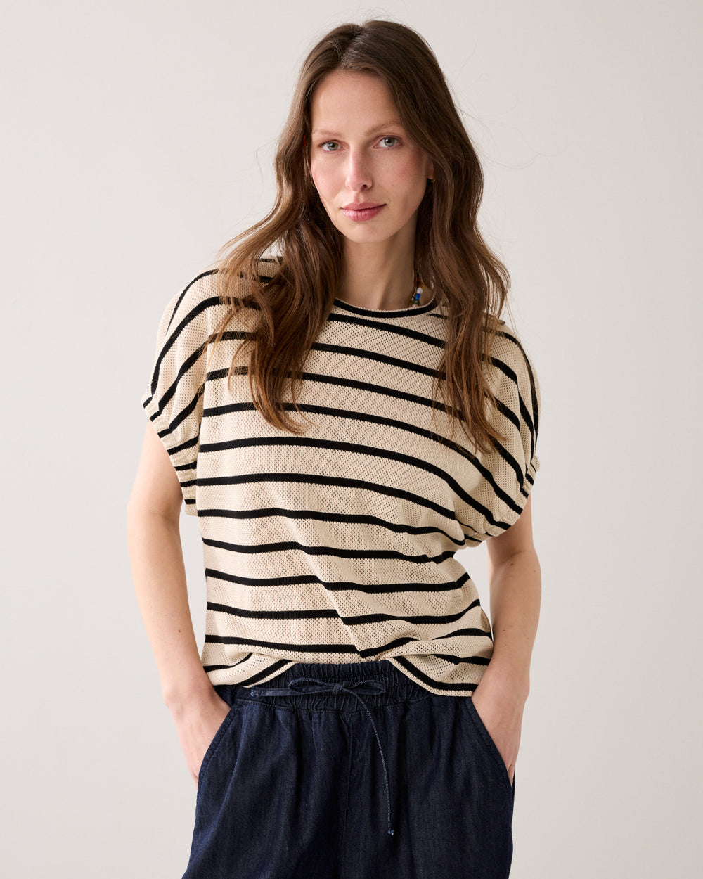 Gestreepte top mesh