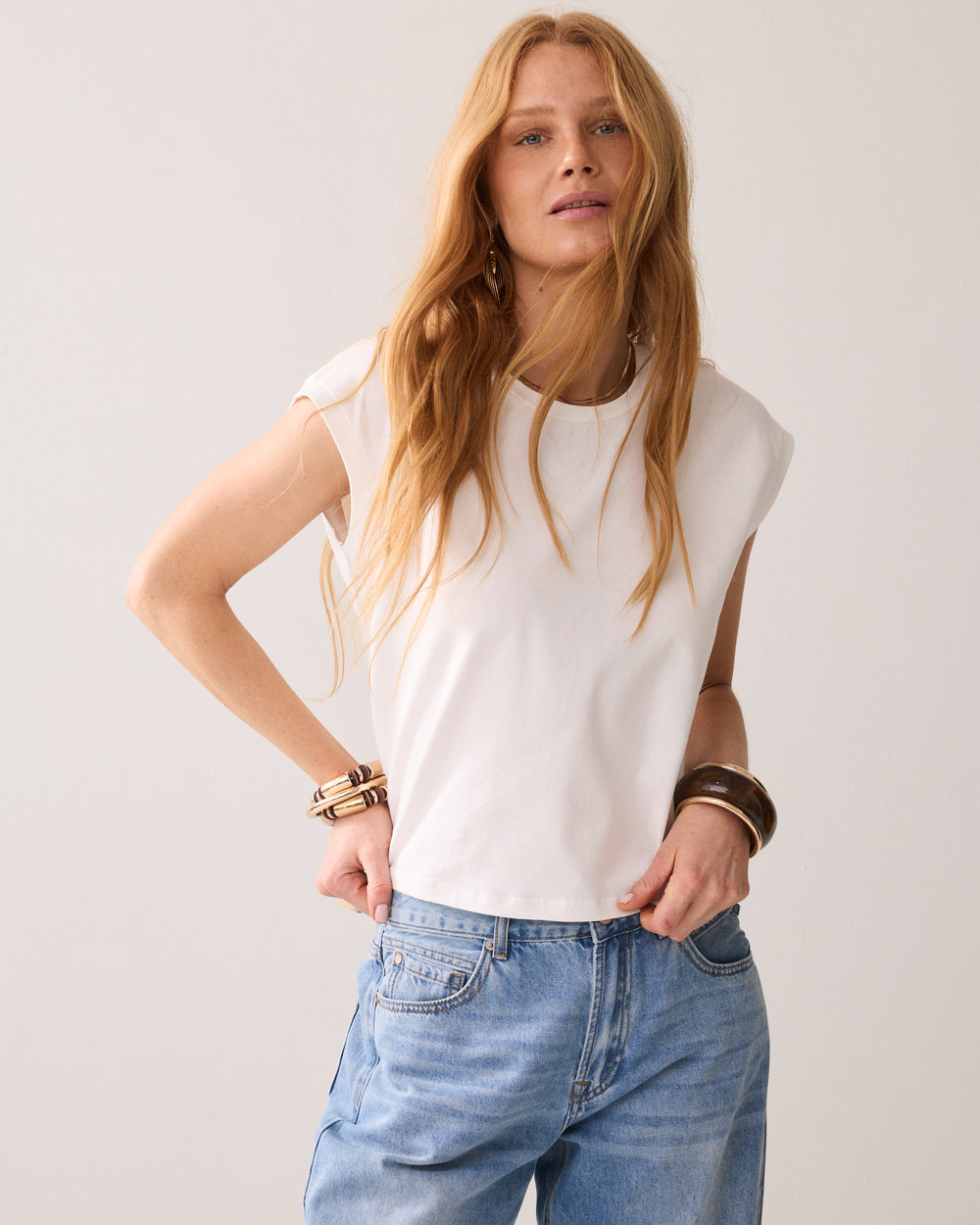 Cropped T-shirt met strik