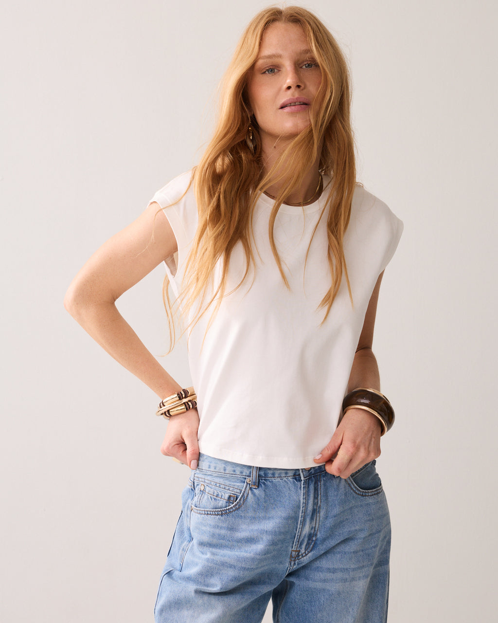Cropped T-shirt met strik