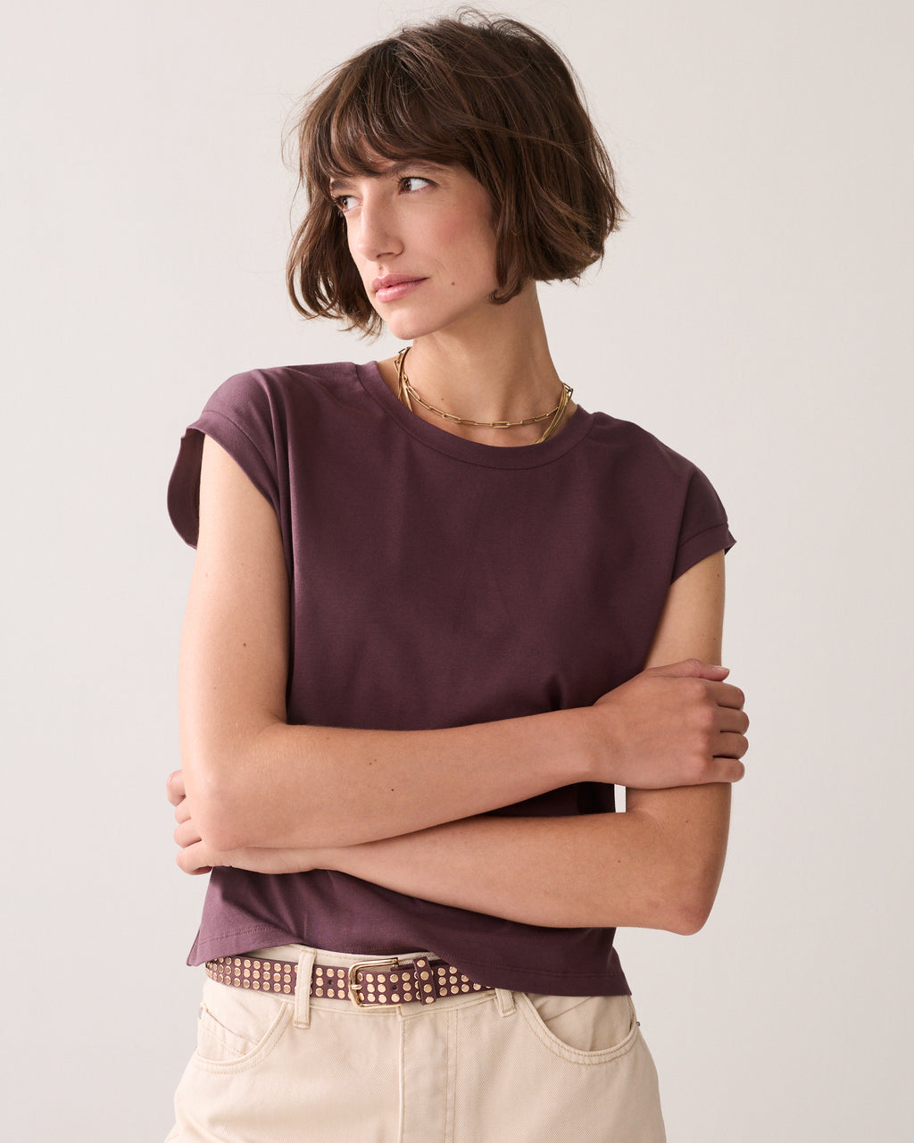 Cropped T-shirt met strik