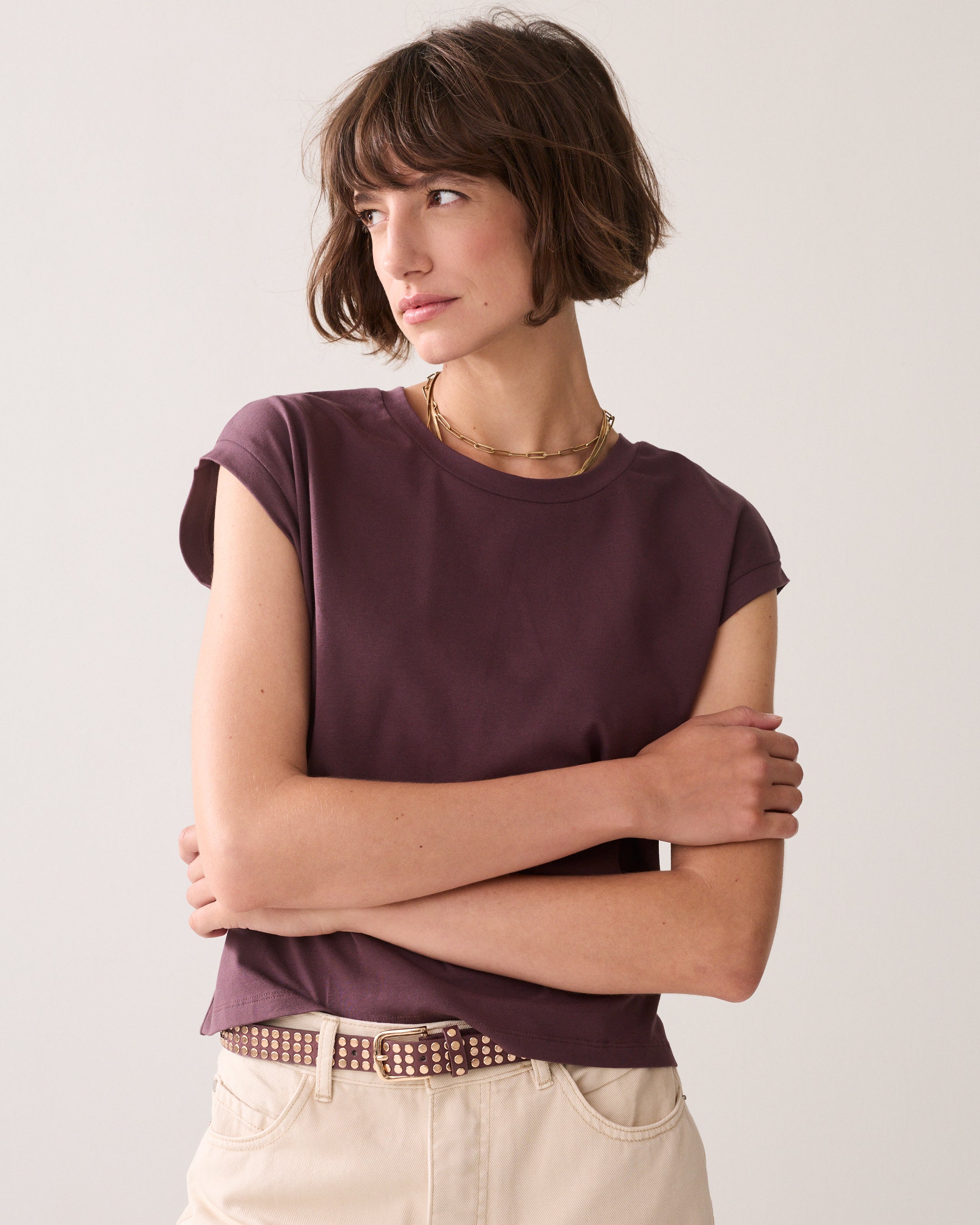 Cropped T-shirt met strik