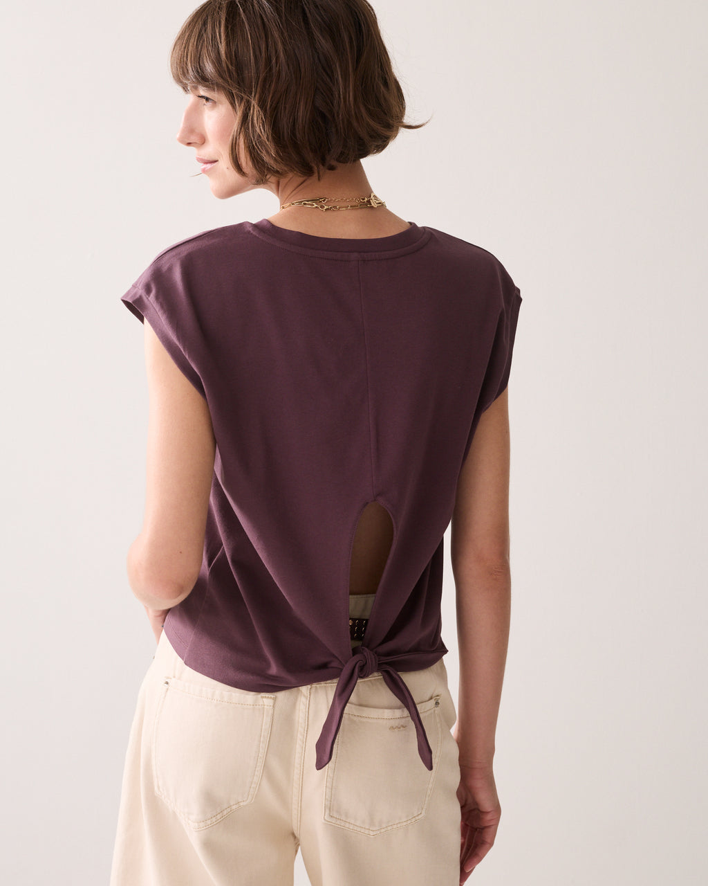 Cropped T-shirt met strik