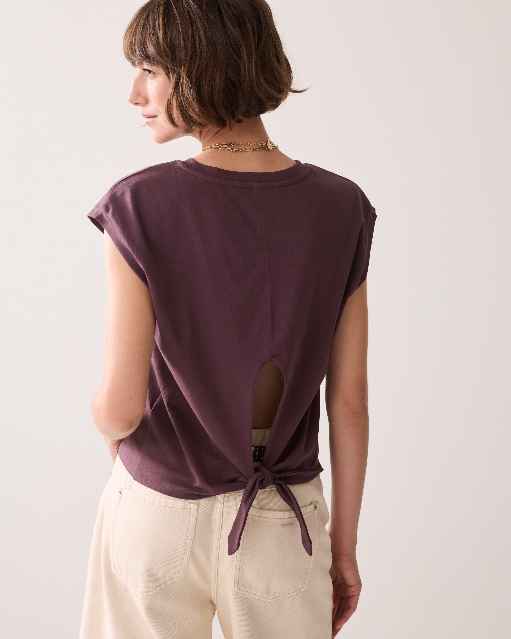Cropped T-shirt met strik