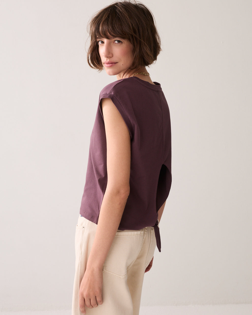 Cropped T-shirt met strik