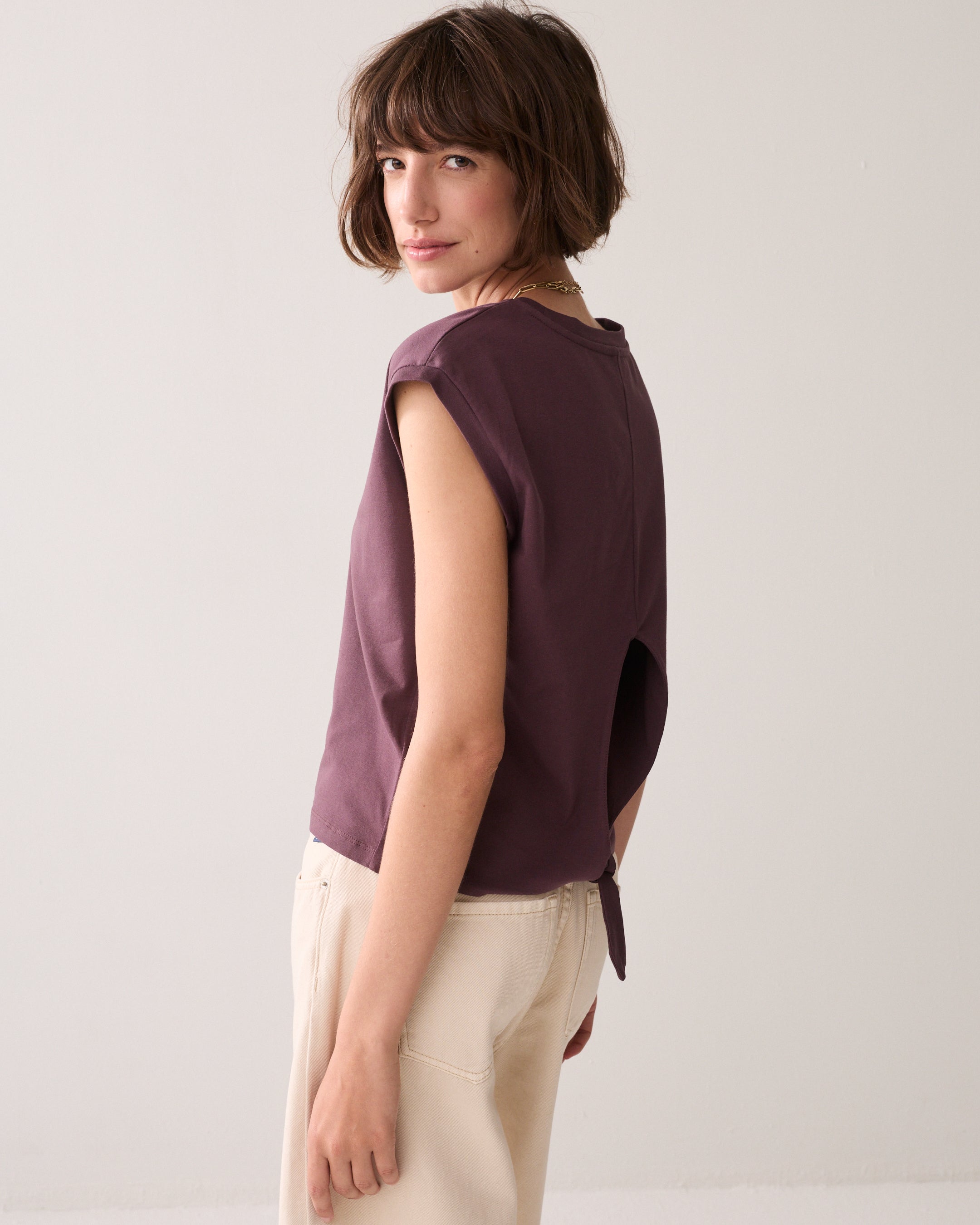 Cropped T-shirt met strik