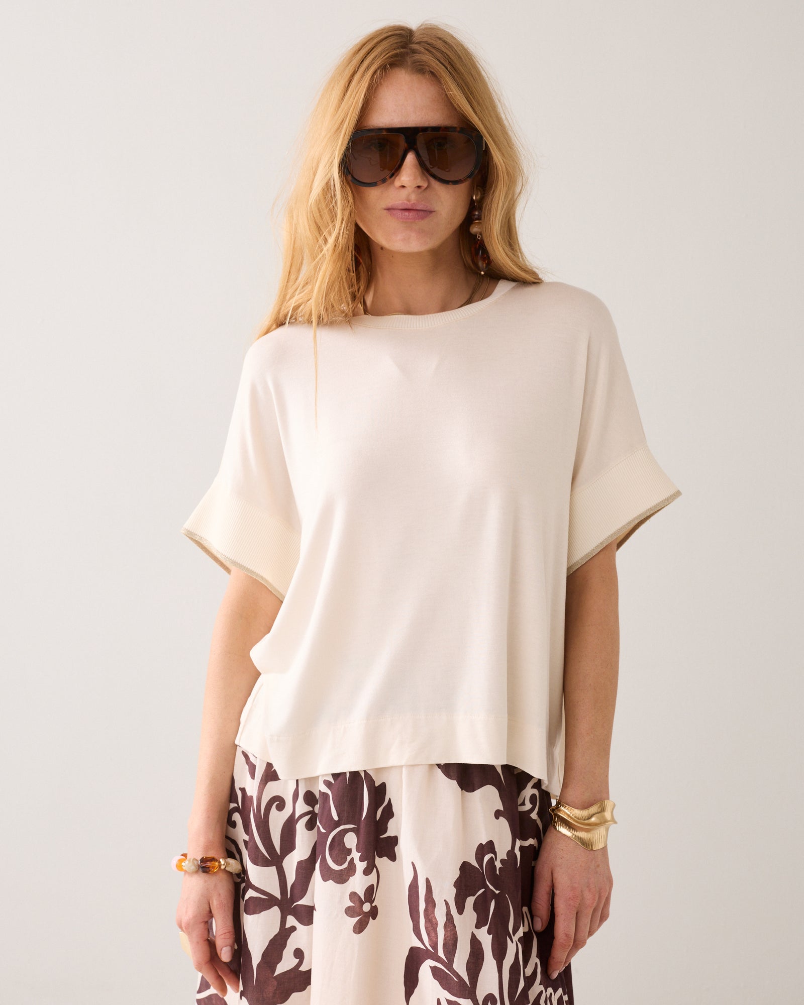 Top met lurex boordje