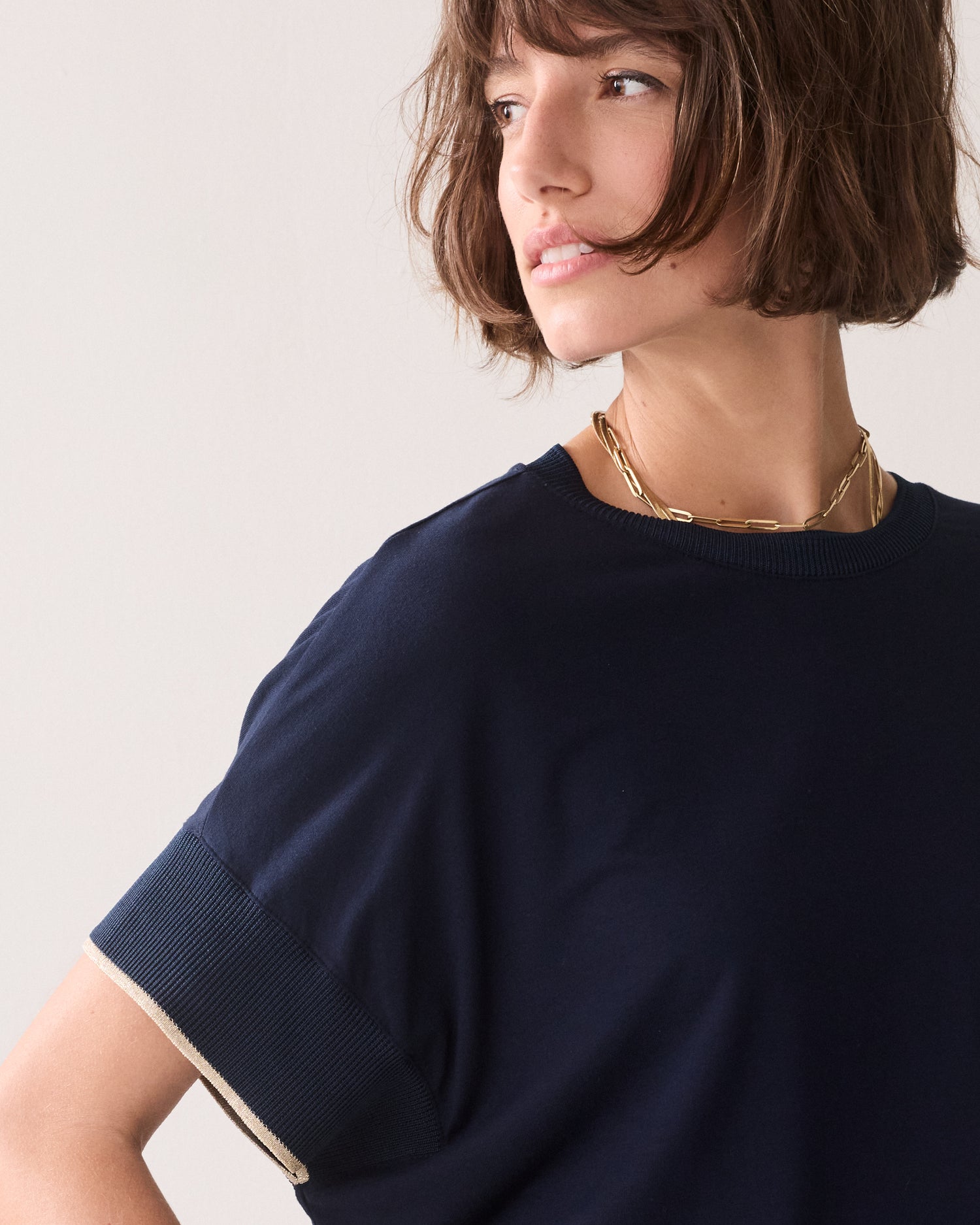 Top met lurex boordje