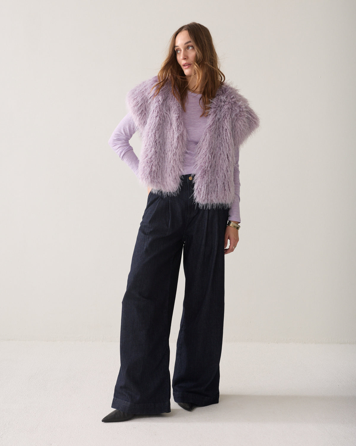 Long-sleeved wool-blend jersey