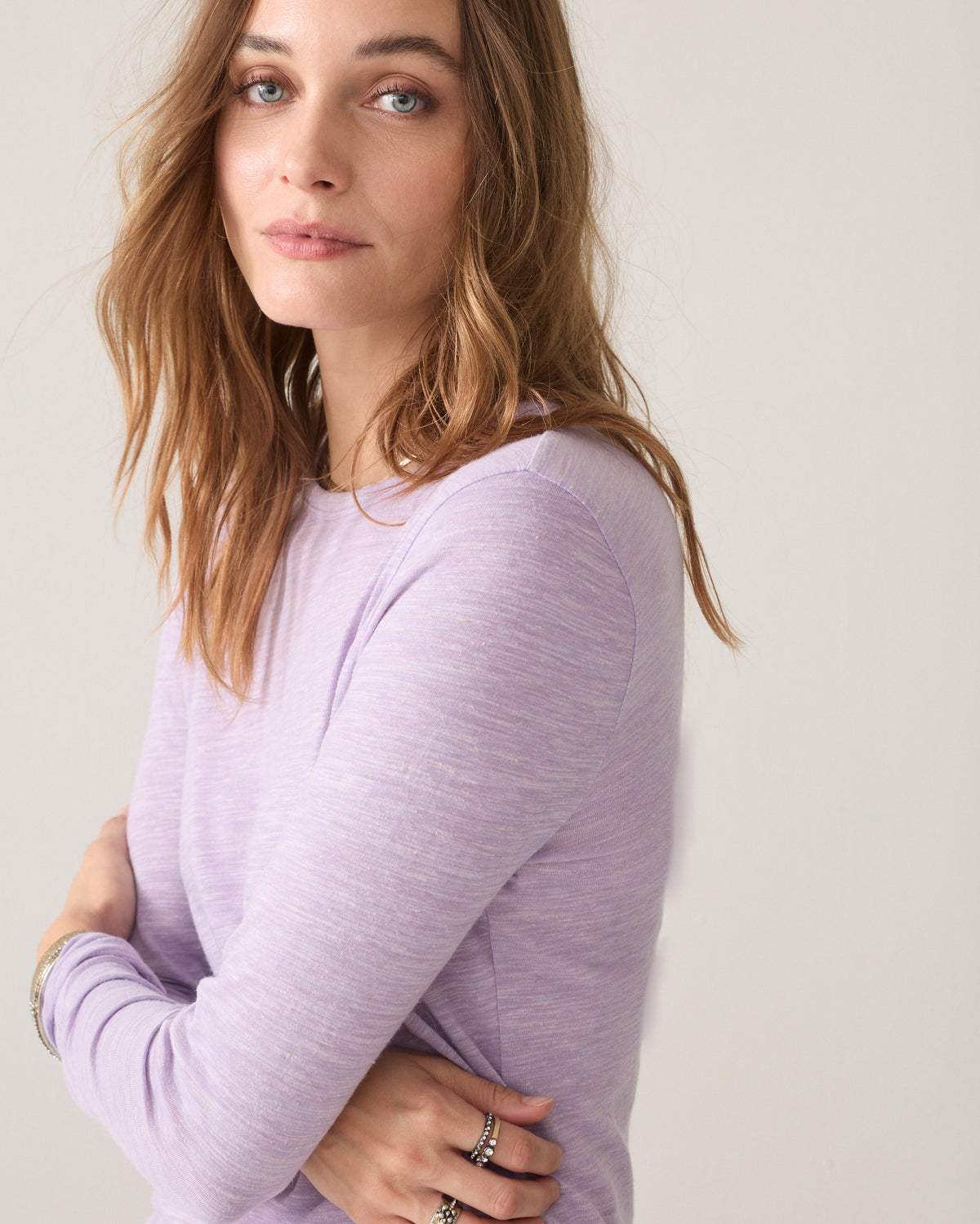 Long-sleeved wool-blend jersey