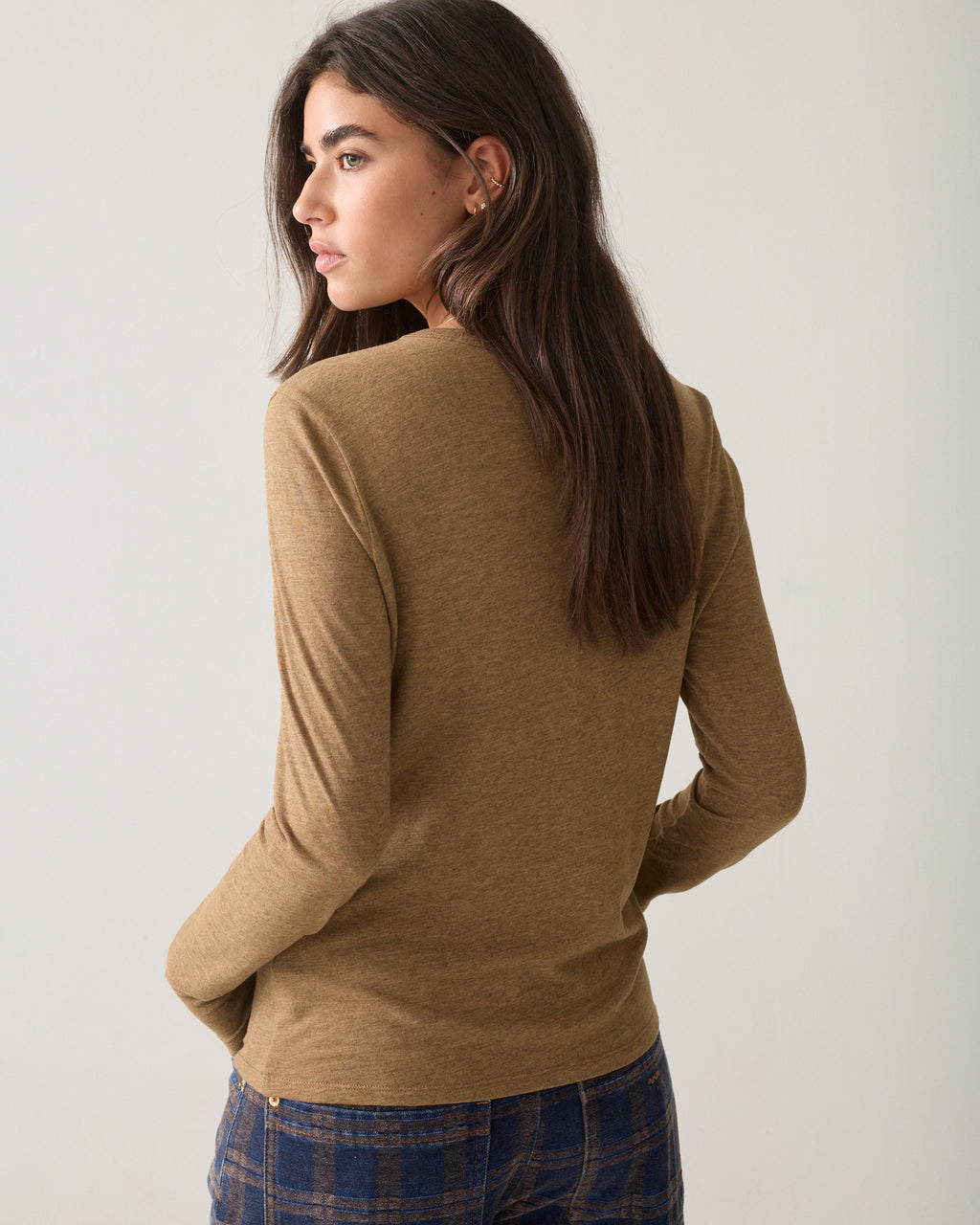 Long-sleeved wool-blend jersey