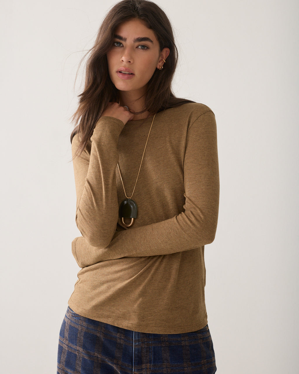 Long-sleeved wool-blend jersey