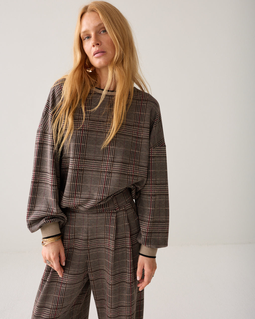 Sweatshirt check jacquard