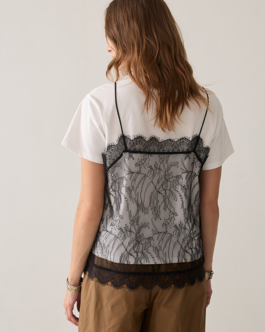 Boxy-T-Shirt aus Jersey mit Spitze