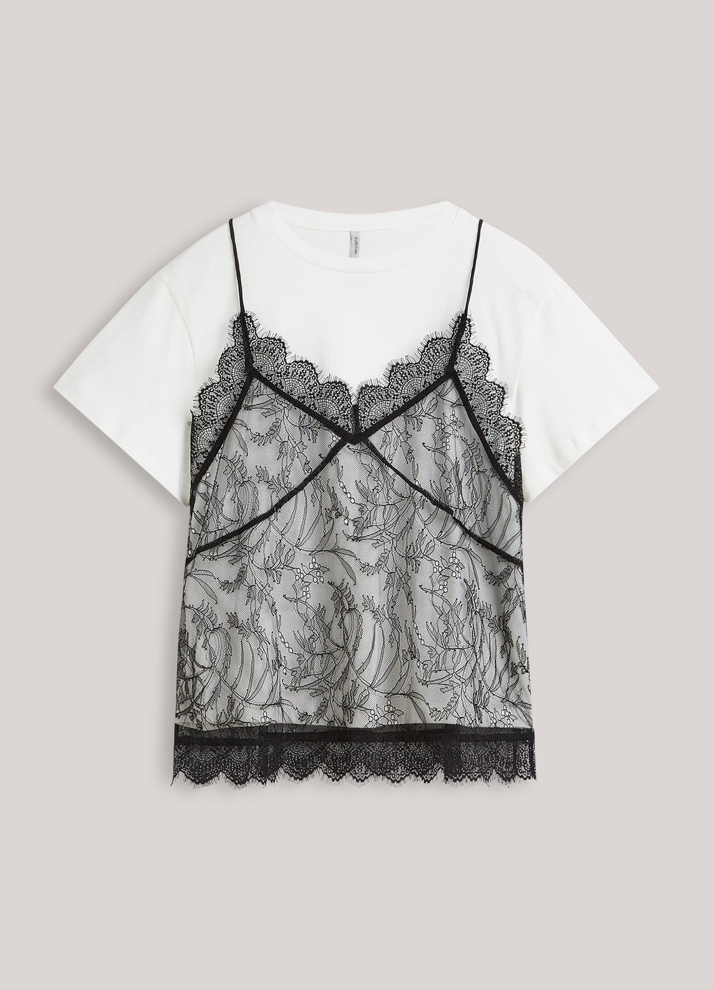 Boxy-T-Shirt aus Jersey mit Spitze