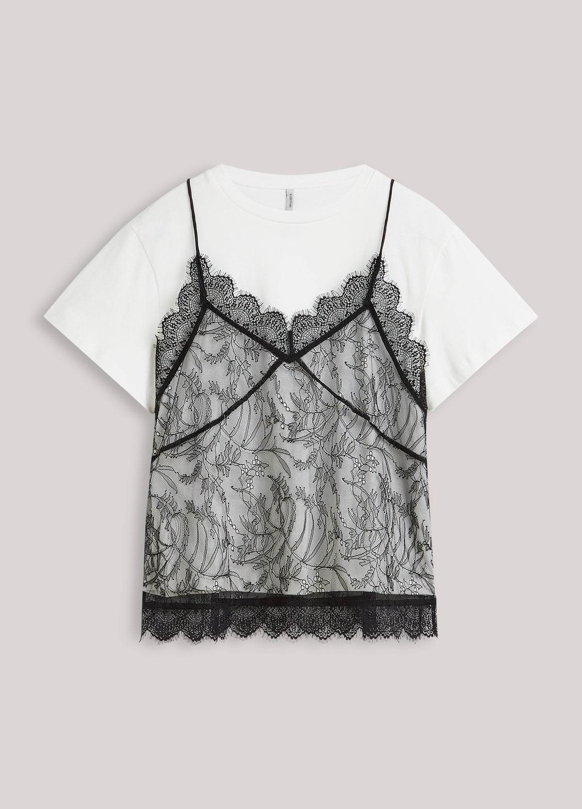 Boxy-T-Shirt aus Jersey mit Spitze
