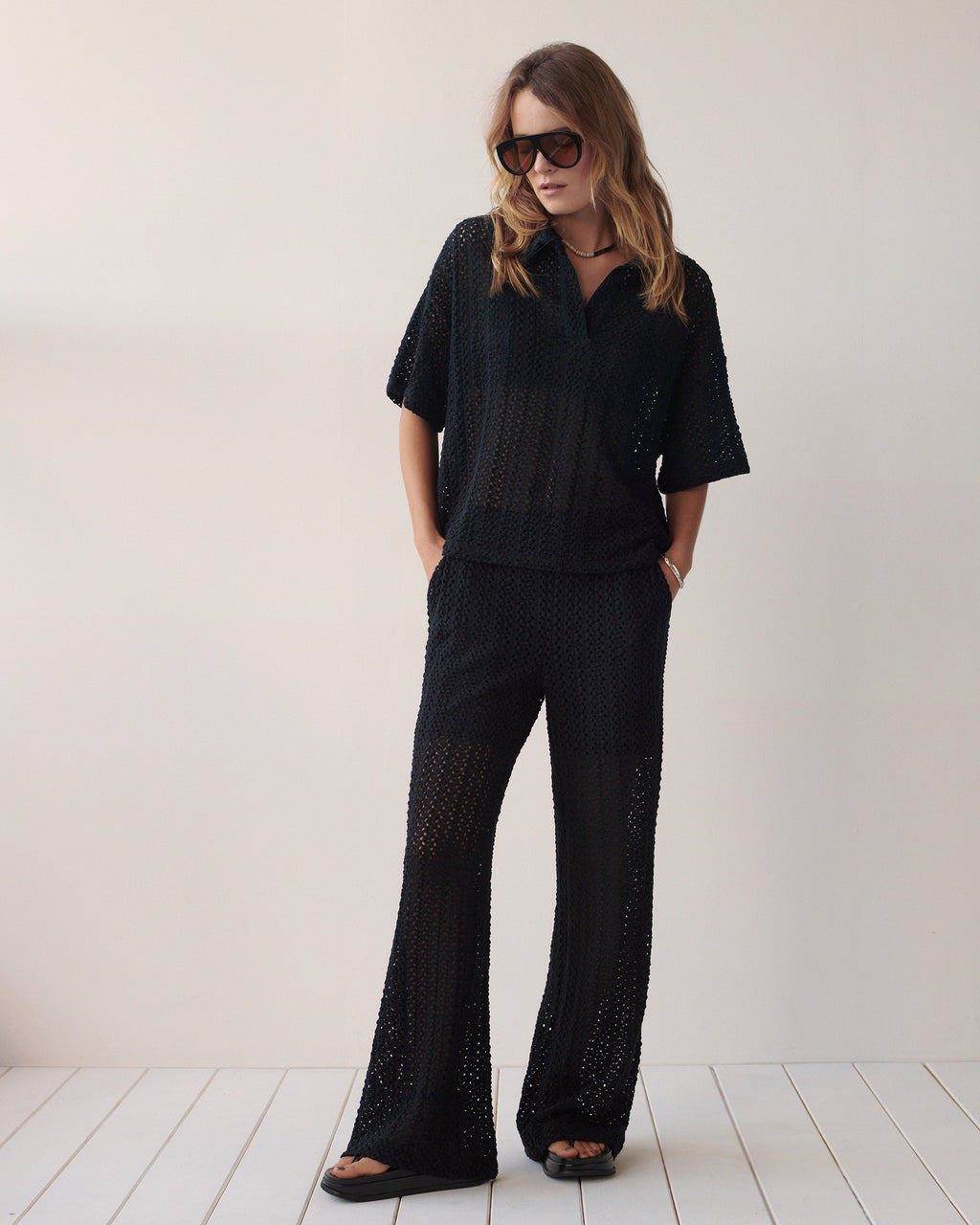 Top polo en dentelle