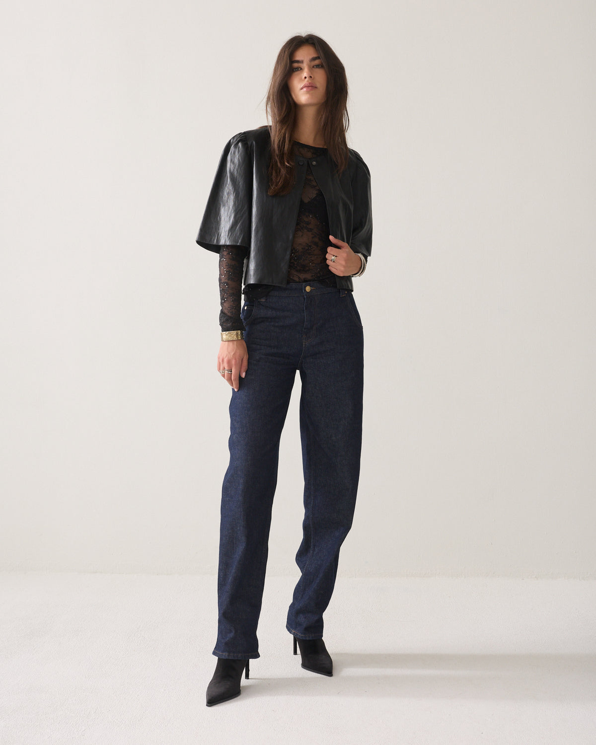Top with sequinned lace