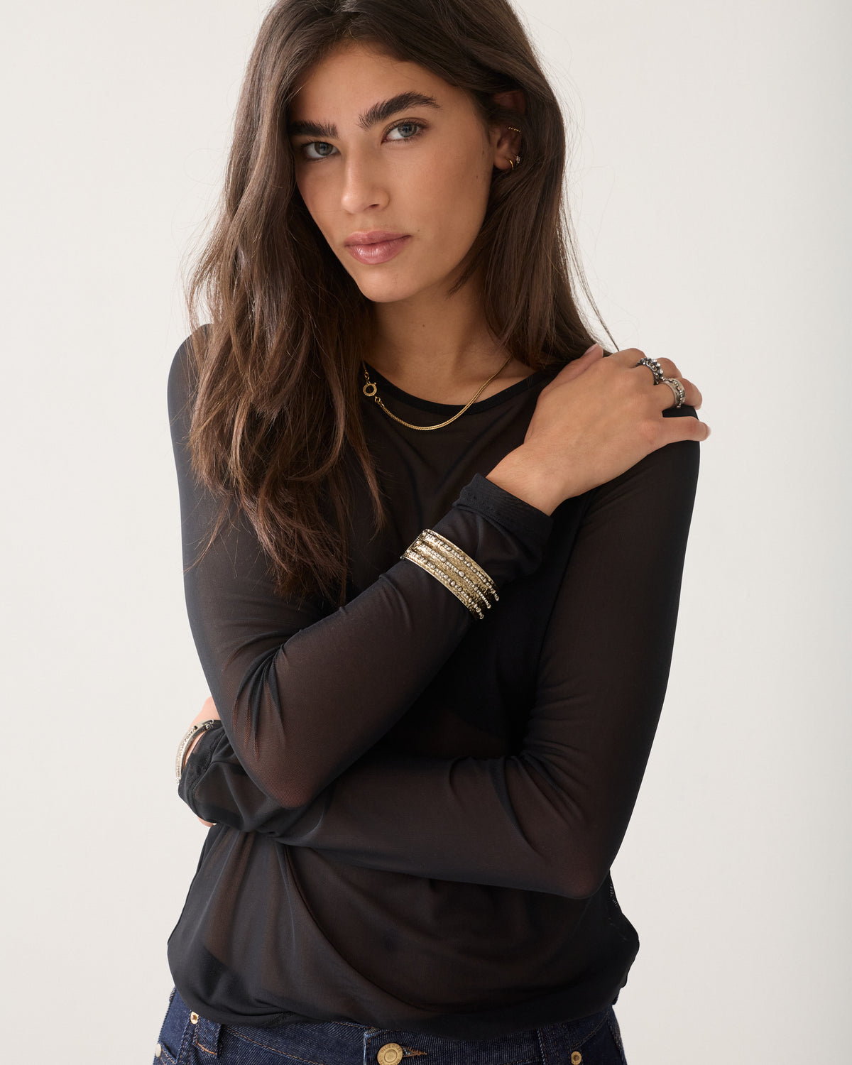 Longsleeve meshtop transparant