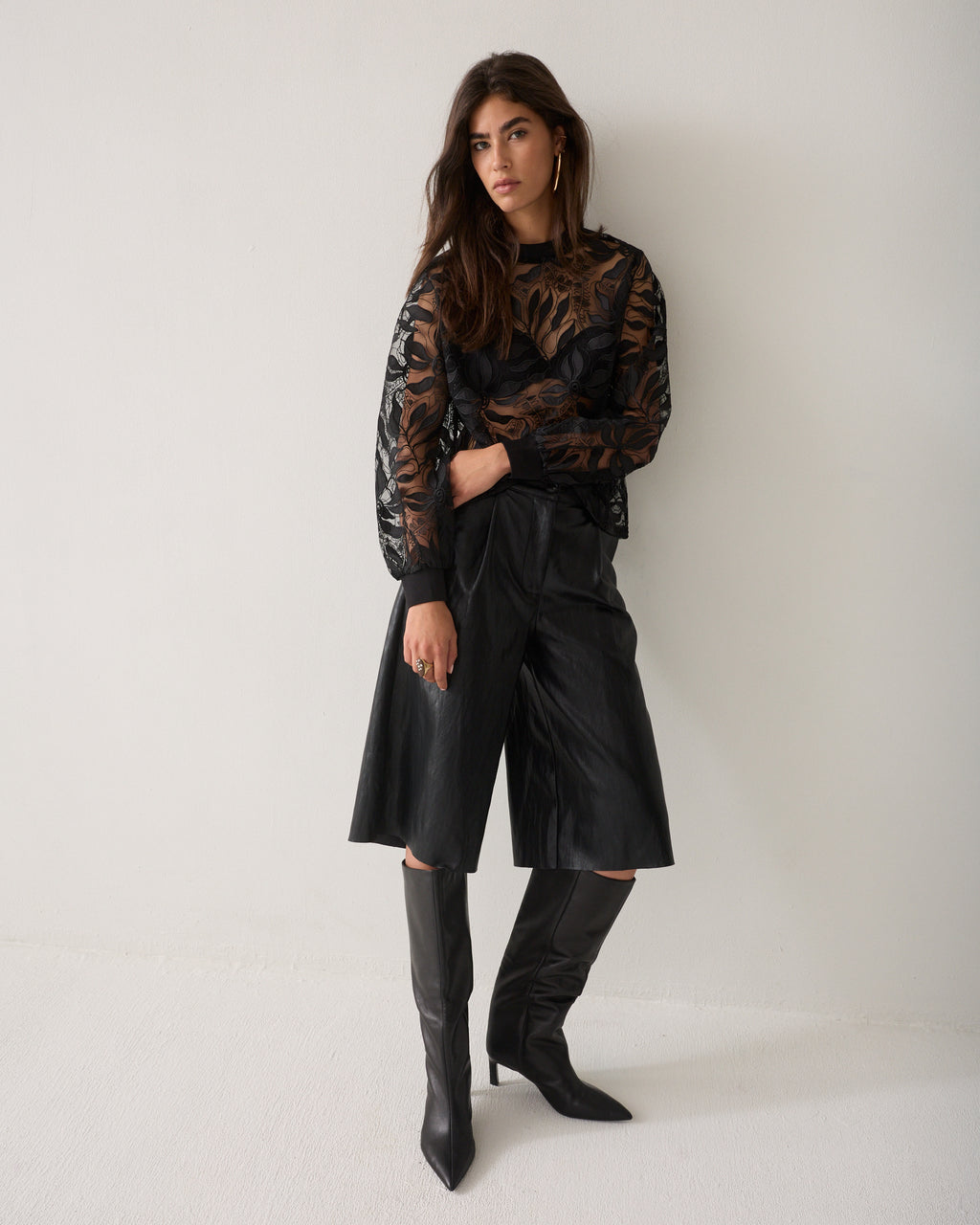 Besticktes Mesh-Oberteil boxy