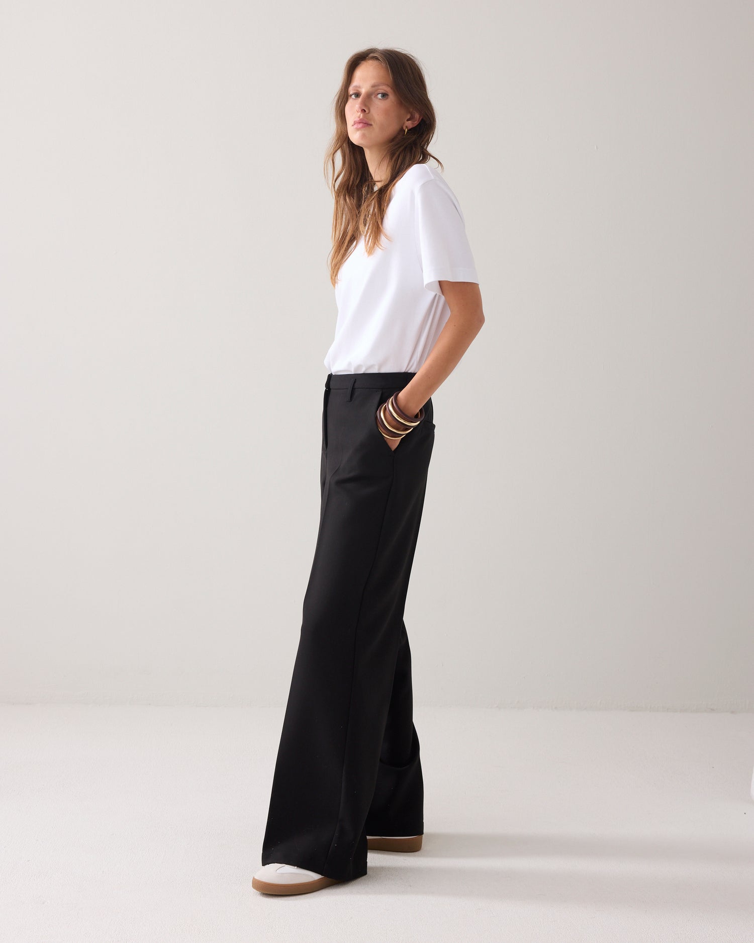Foam wide-leg trousers