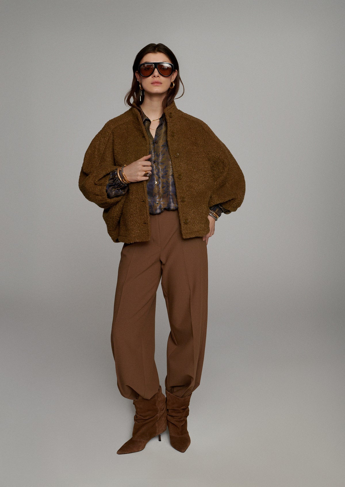 Wide-leg foam trousers