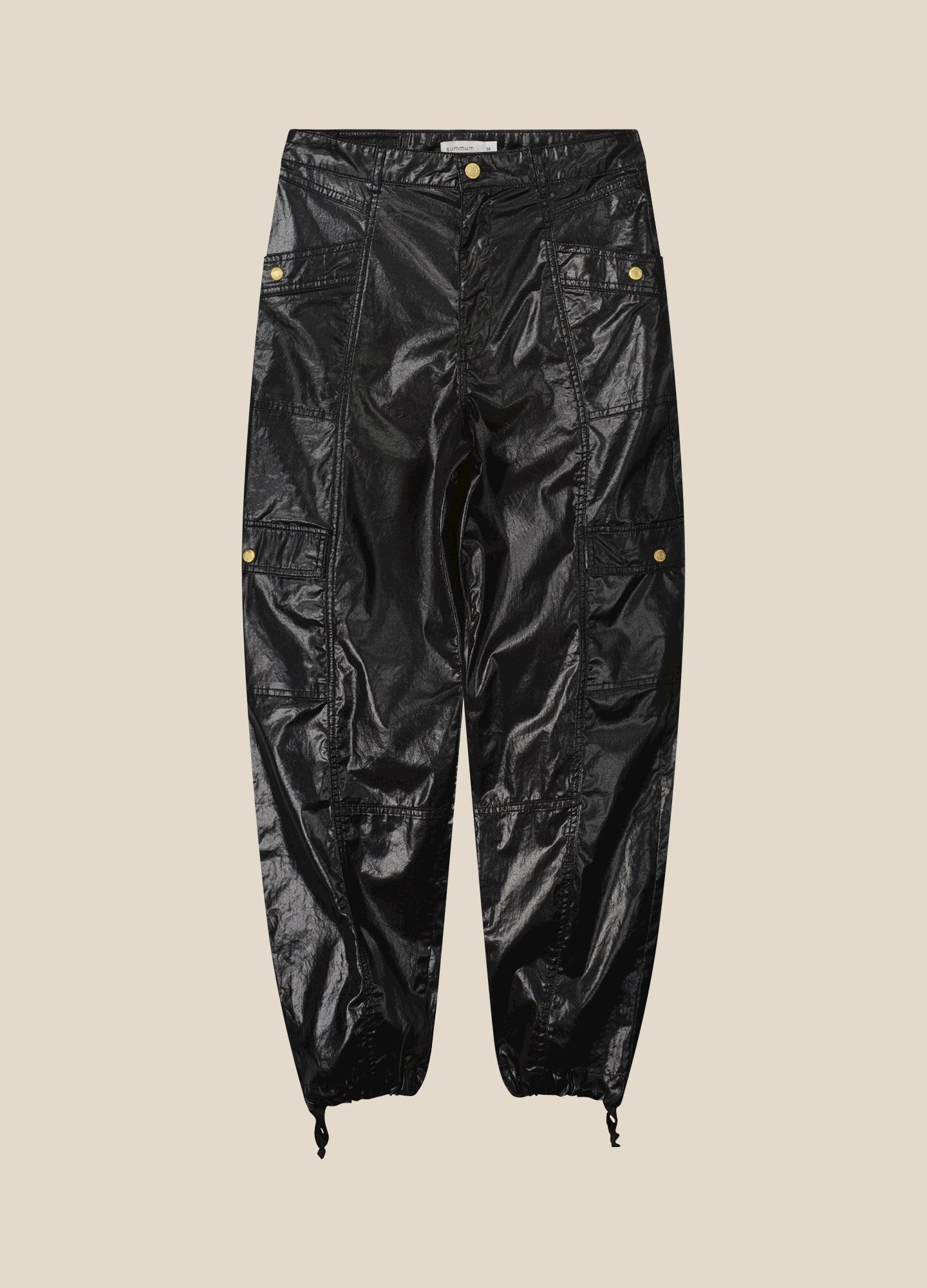 Foil-coated cargo trousers
