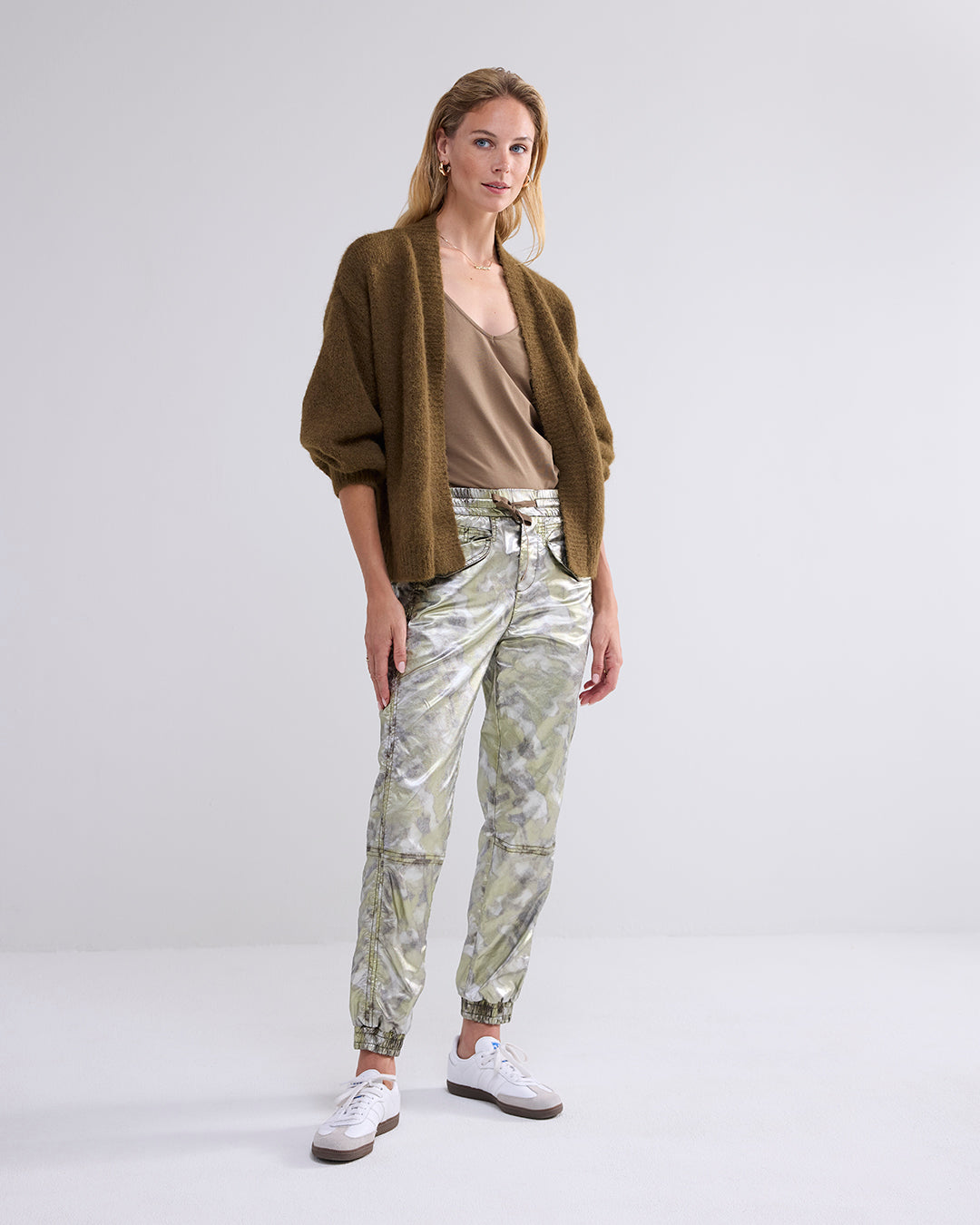 Metallic jogger pants